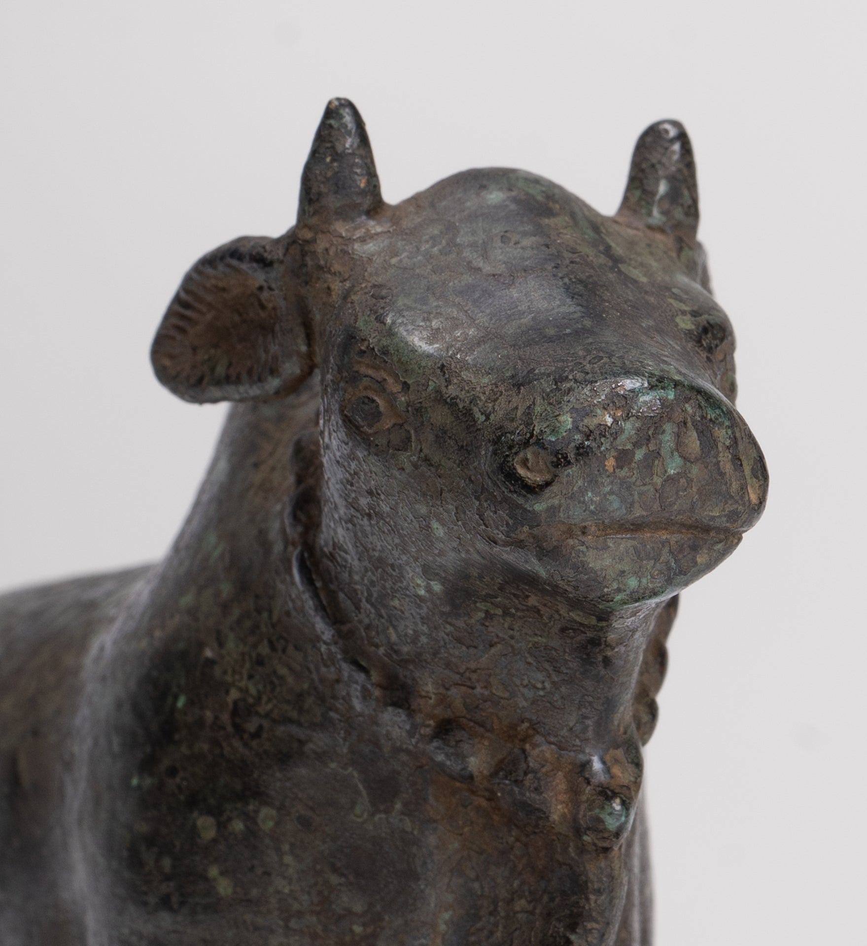 Antique Khmer Style Bronze Nandi Statue - Mount of Shiva - 12.5cm/5" Long