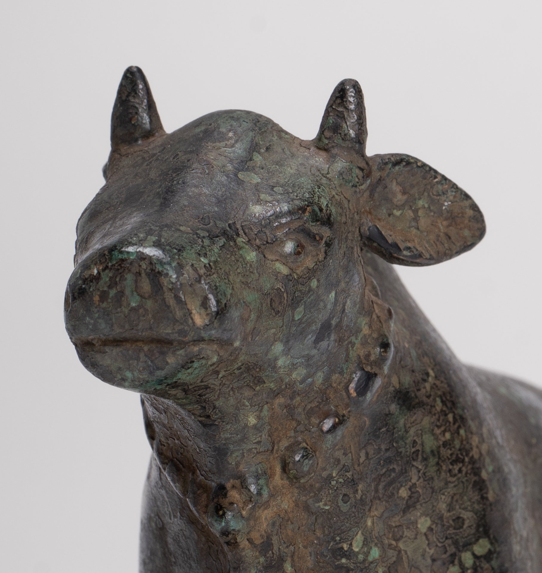 Antique Khmer Style Bronze Nandi Statue - Mount of Shiva - 12.5cm/5" Long