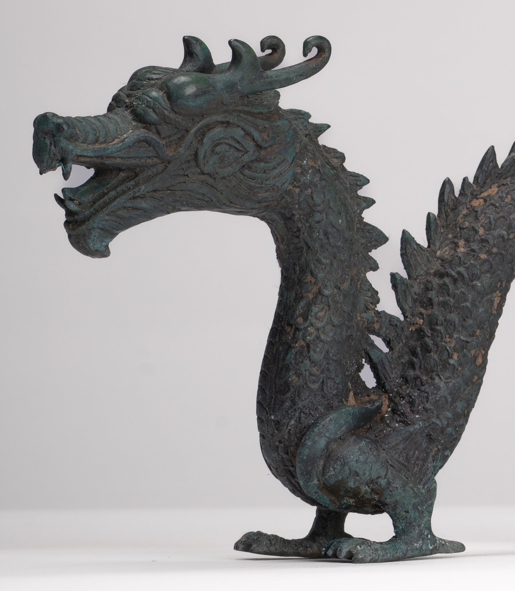 Antique Chinese Style Bronze Dragon Statue - 27cm/11"