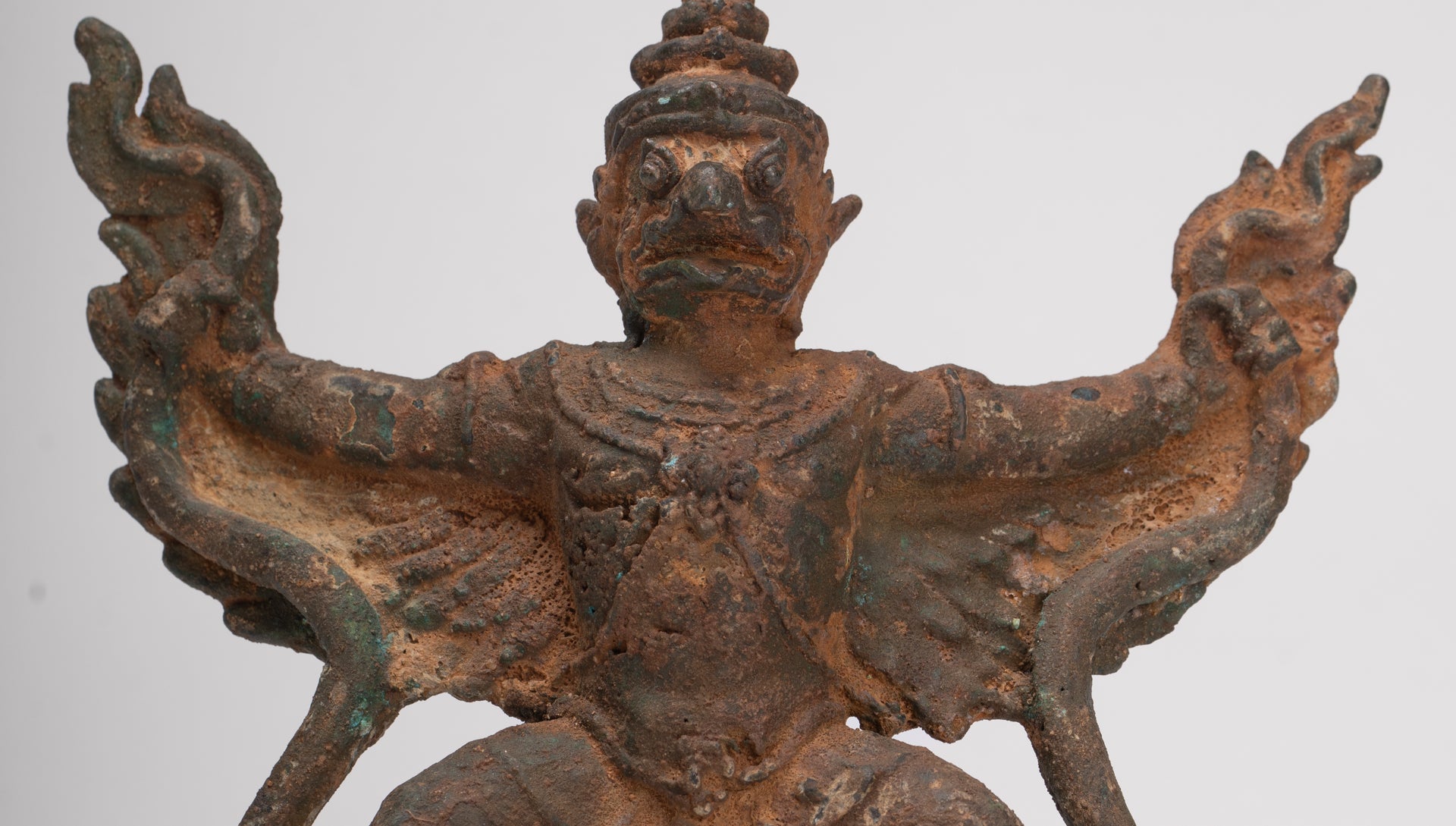 Antique Thai Style Standing  Bronze Vishnu Garuda Statue - 20cm/8"