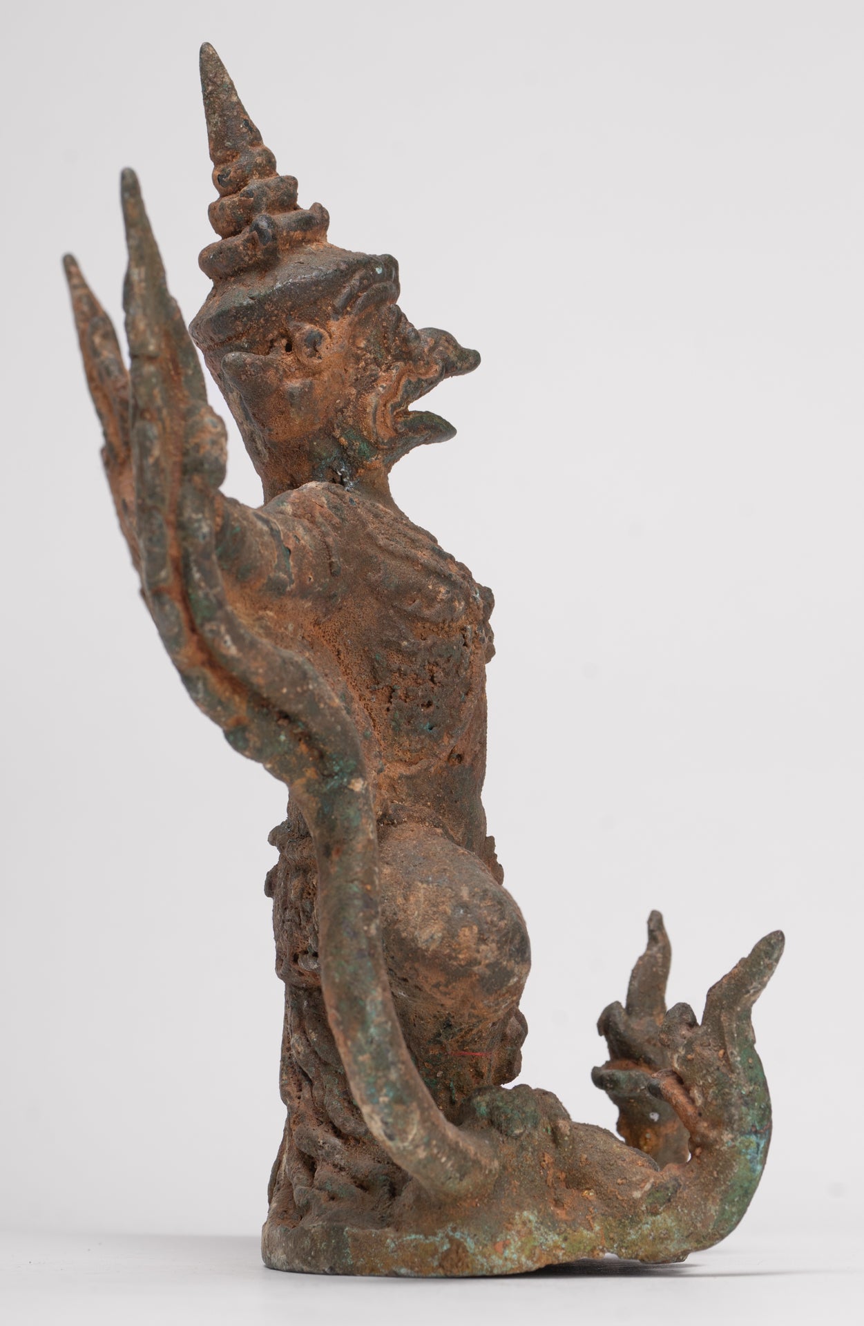 Antique Thai Style Standing  Bronze Vishnu Garuda Statue - 20cm/8"