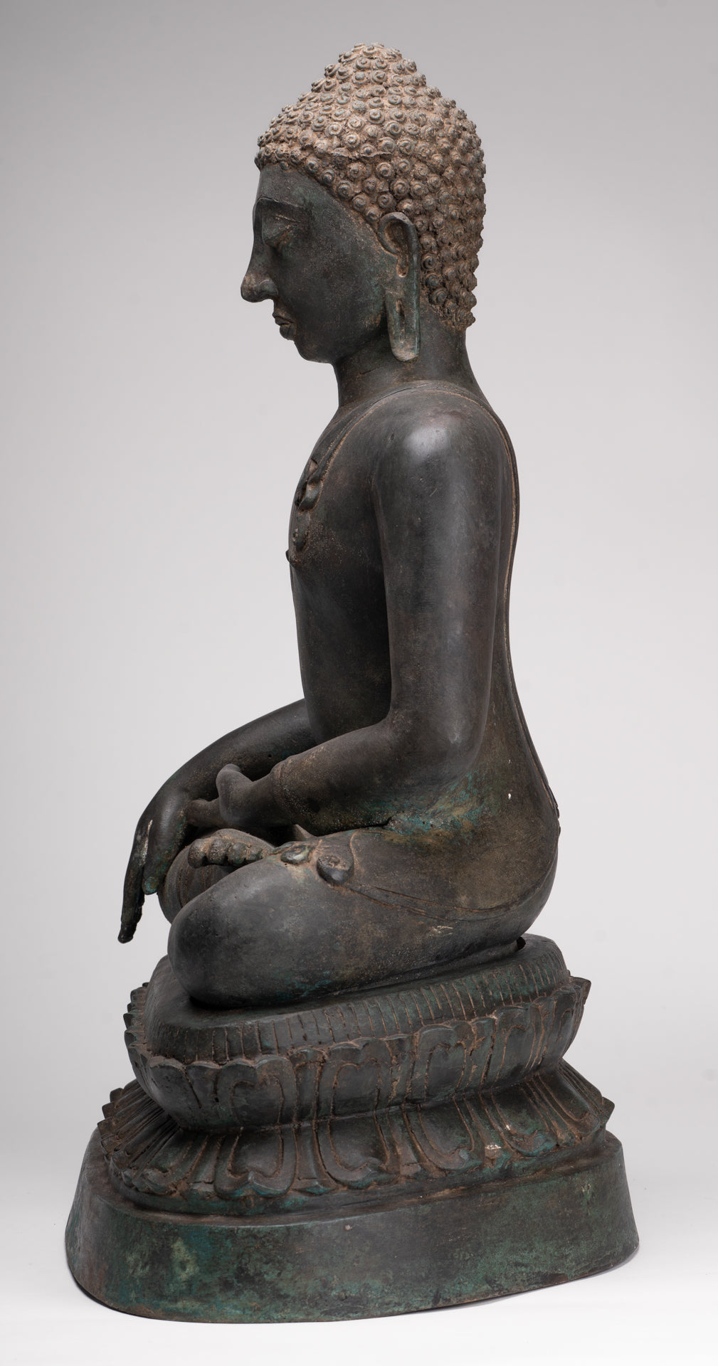 Buddha Statue - Antique Srivijaya Style Seated Enlightenment Buddha Statue - 63cm/25"