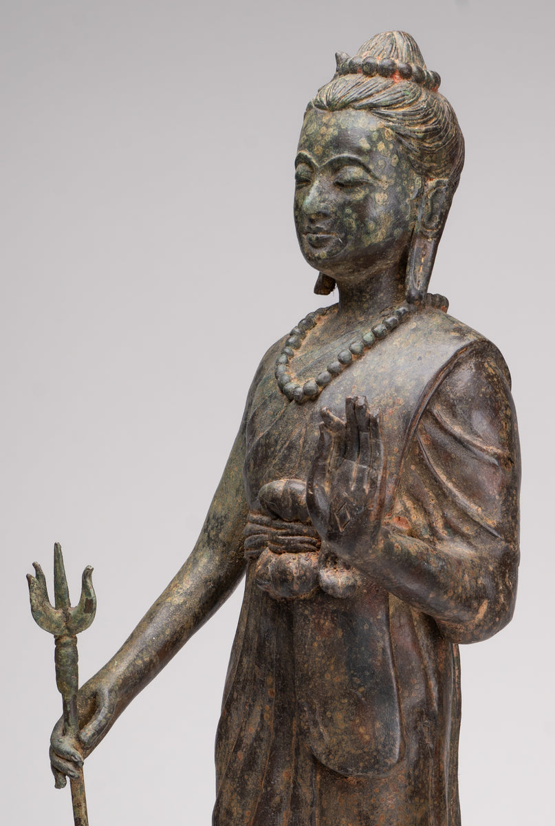 Shiv Turtle Antique Thai Style Bronze Standing Shiva with Turtle & Naga - 58cm/23 ...