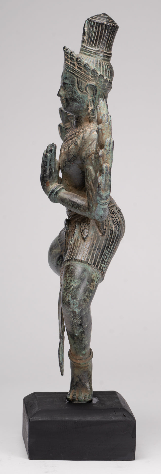 Shiva Statue - Antique Khmer Style Bronze Bayon Ardhaparyanka Shiva - 10 Arms - 46cm/18"