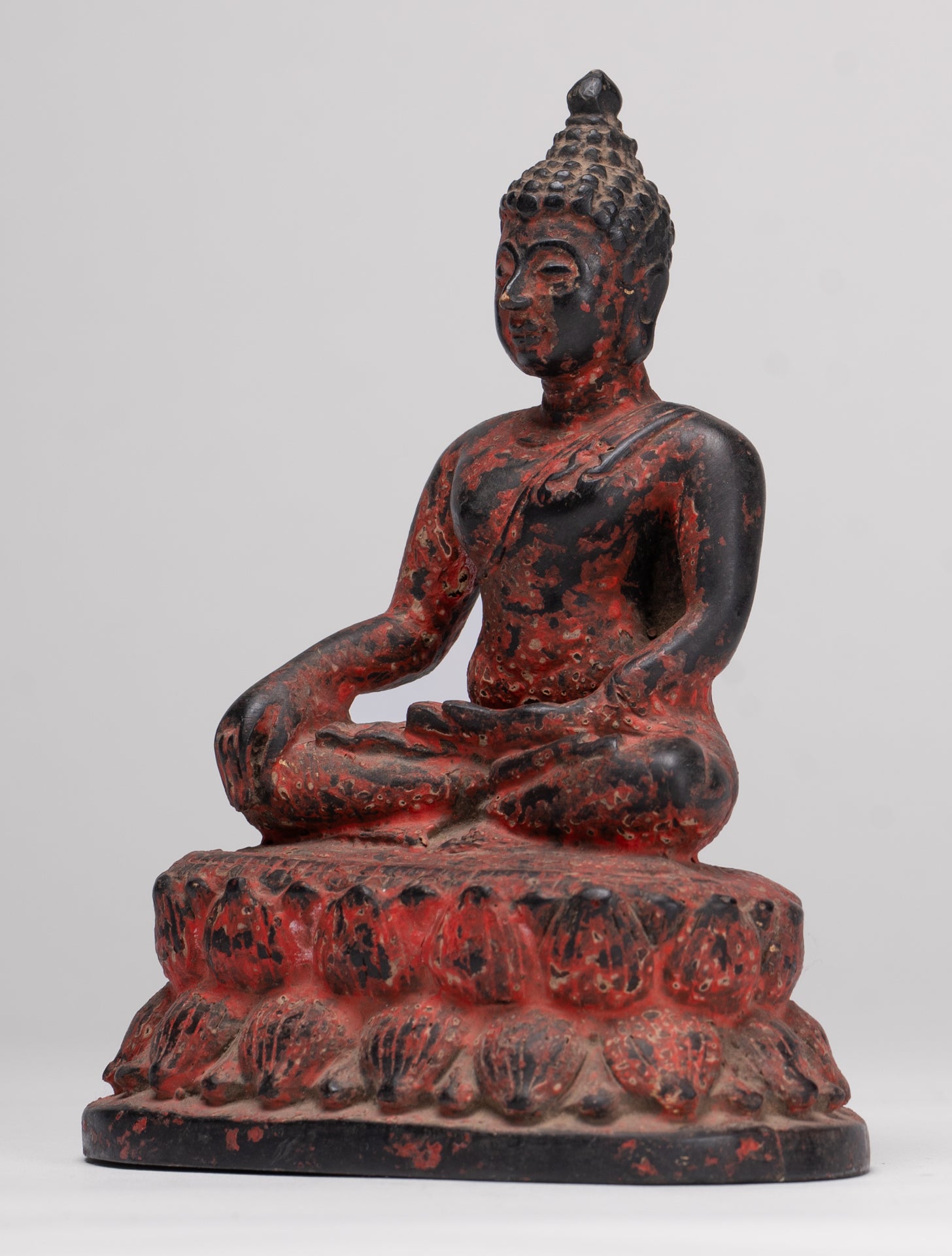 Buddha Statue - Antique Thai Style Bronze Chiang Saen Enlightenment Buddha Statue - 13cm/5"