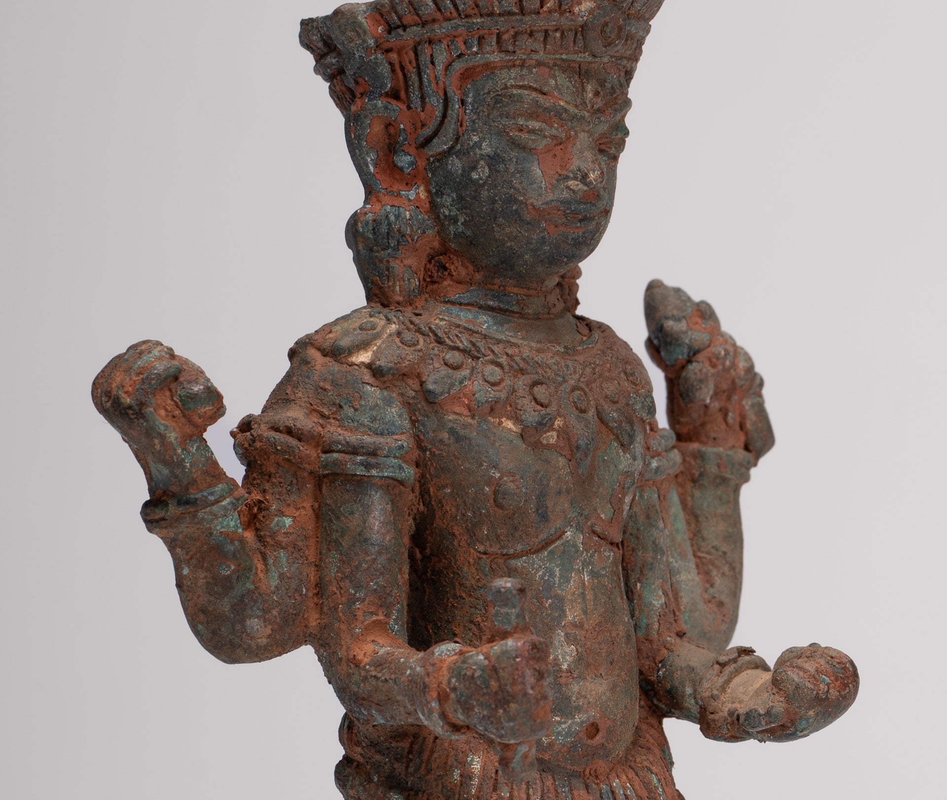 Antique Lopburi Style Thai Bronze Vishnu Statue - 22cm/9"