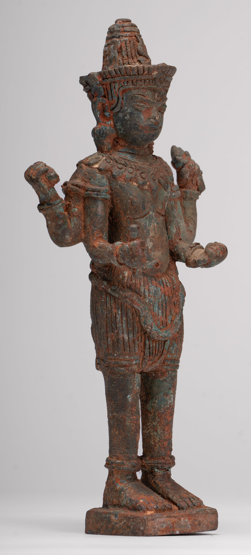 Antique Lopburi Style Thai Bronze Vishnu Statue - 22cm/9"