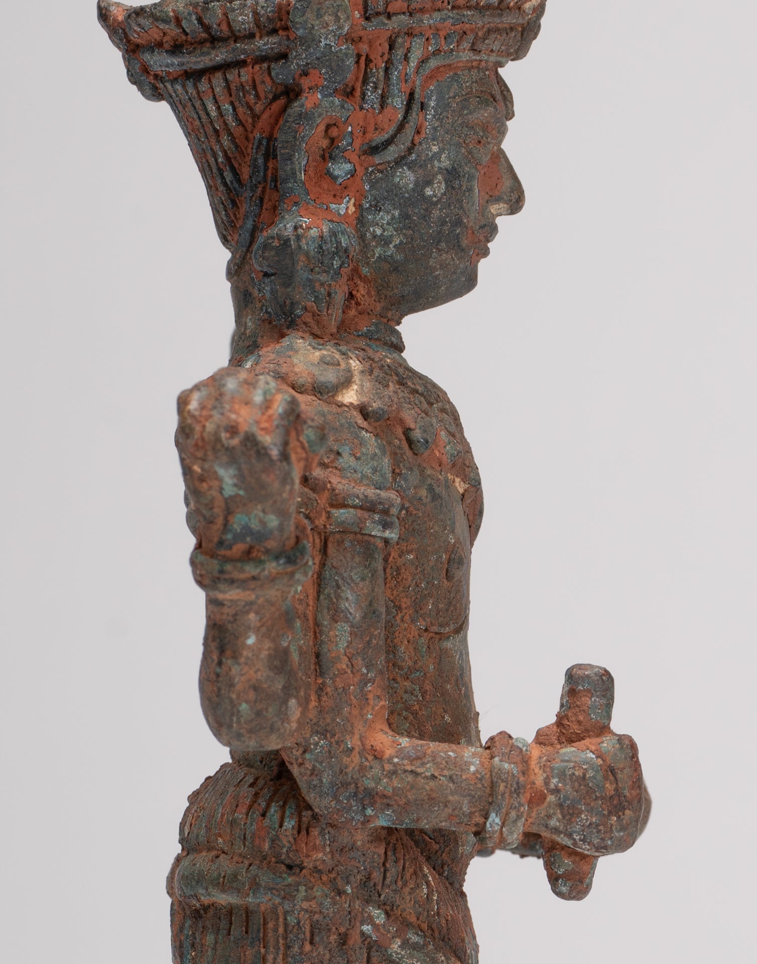 Antique Lopburi Style Thai Bronze Vishnu Statue - 22cm/9"