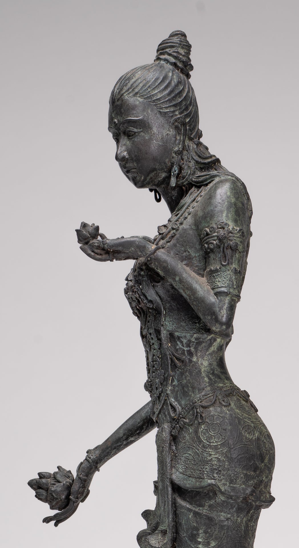 Masterpiece - Antique Java Style Majapahit Standing White Devi Tara Statue - 48cm/19"