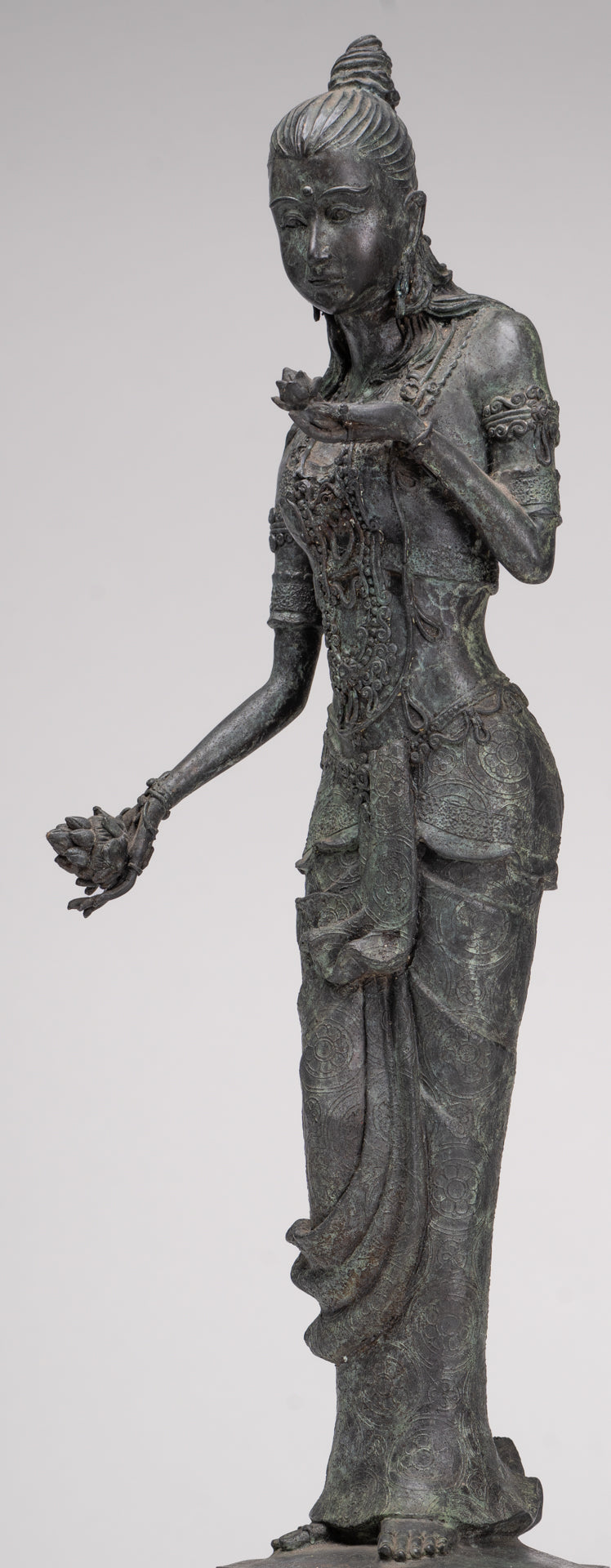 Masterpiece - Antique Java Style Majapahit Standing White Devi Tara Statue - 48cm/19"