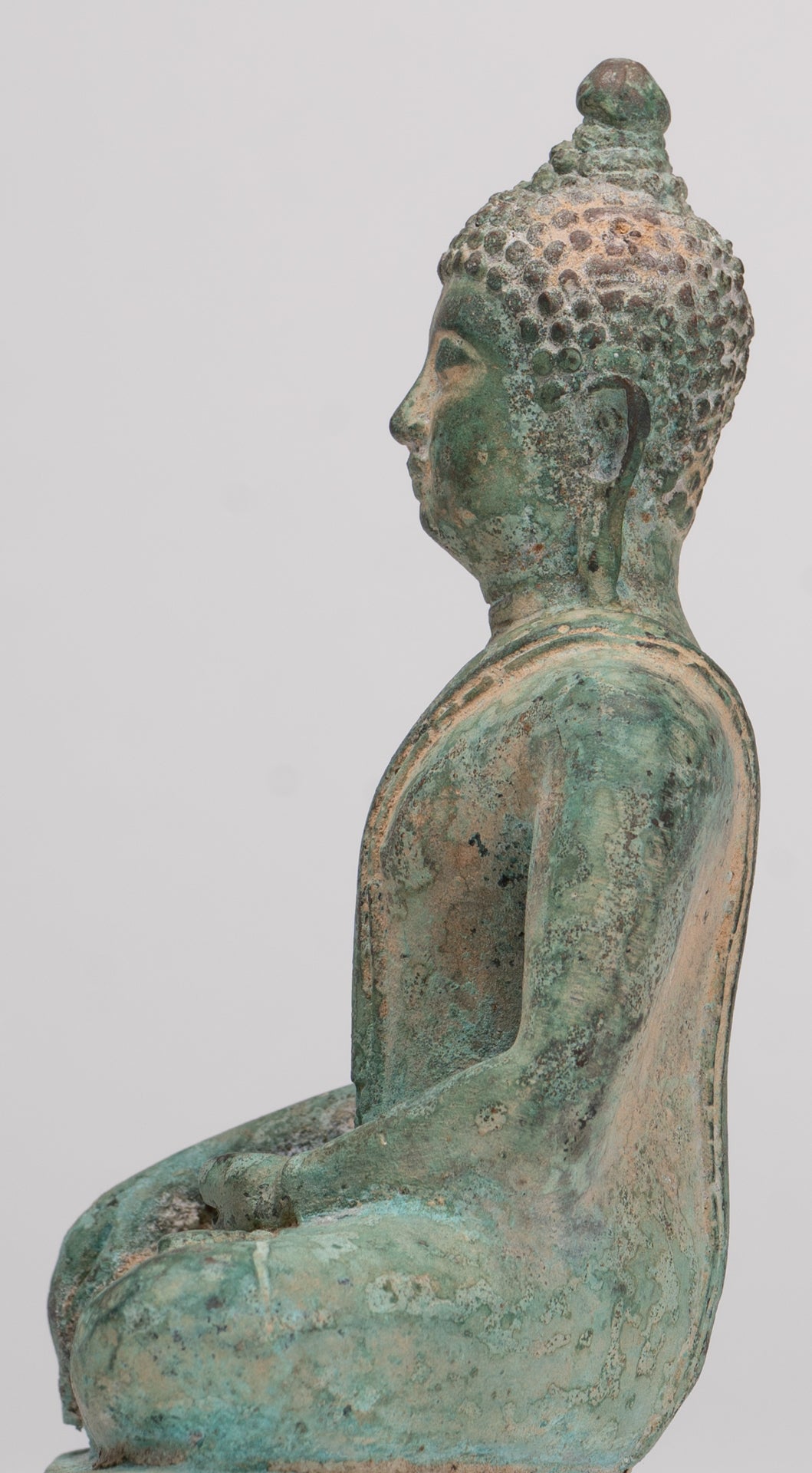 Buddha Statue - Antique Thai Style Bronze Chiang Saen Enlightenment Buddha Statue - 15.5cm/6"