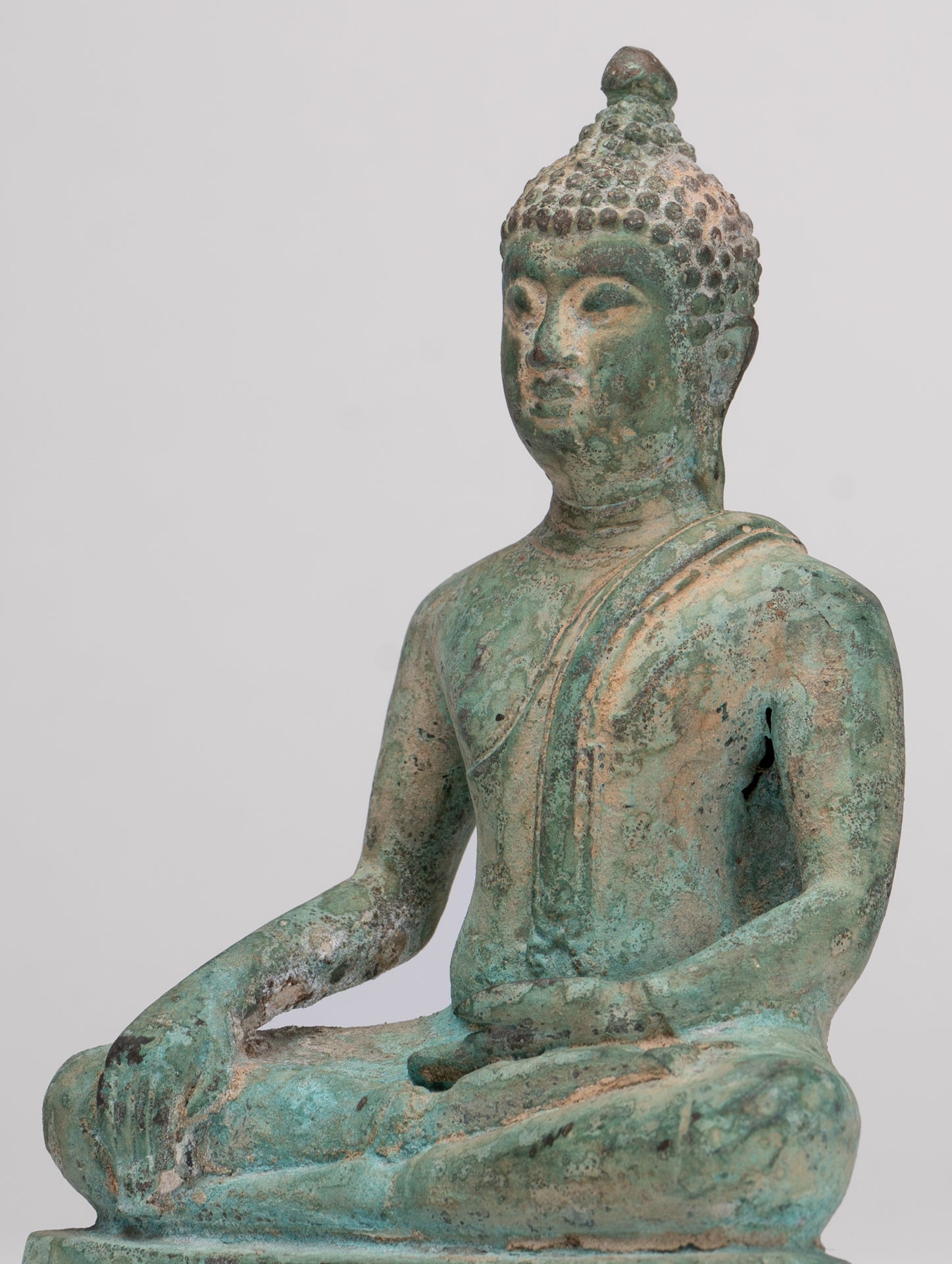 Buddha Statue - Antique Thai Style Bronze Chiang Saen Enlightenment Buddha Statue - 15.5cm/6"