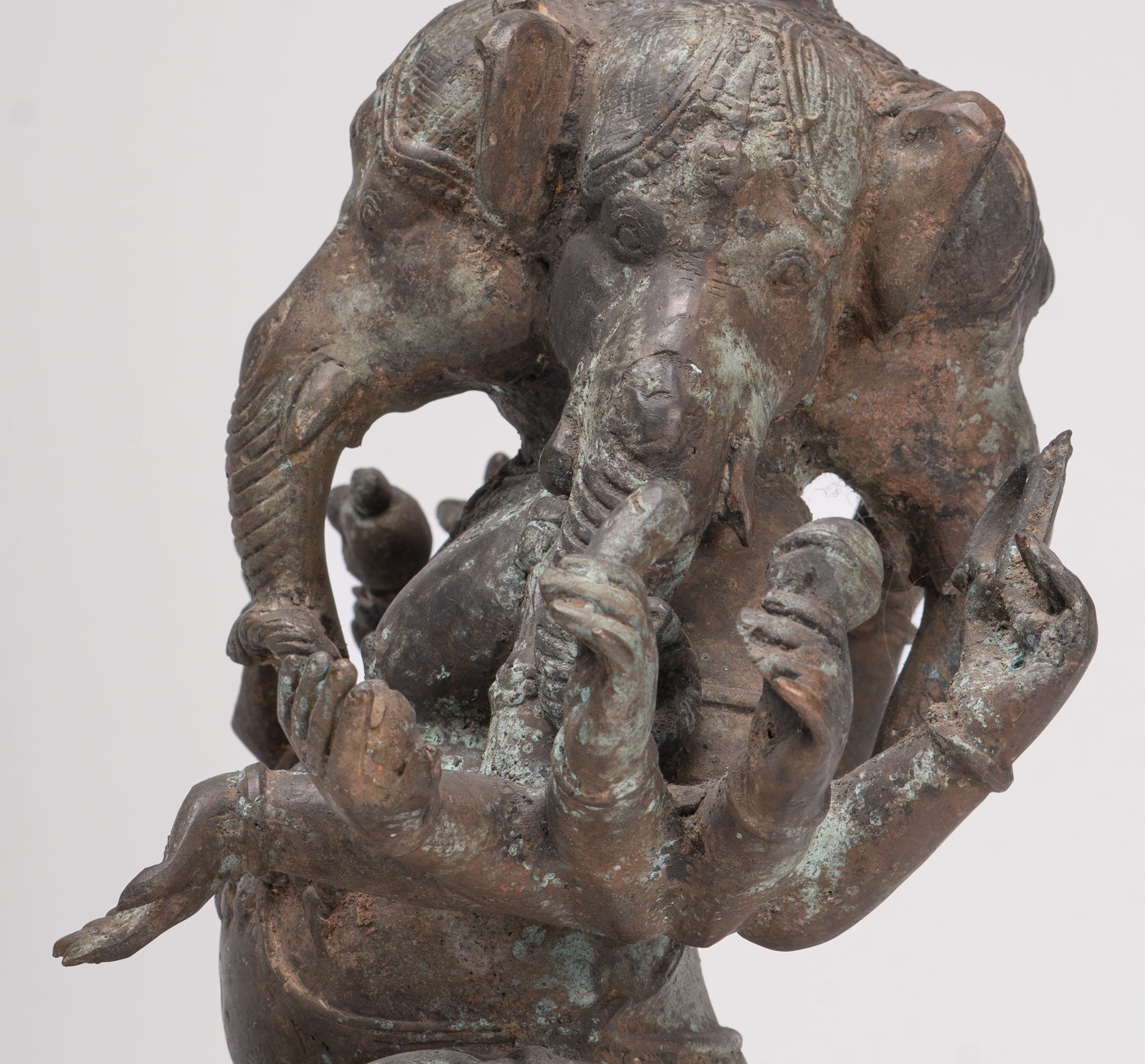 Ganesh - Antique Indonesian Style Bronze Heramba Ganesha Statue - 34cm/14"