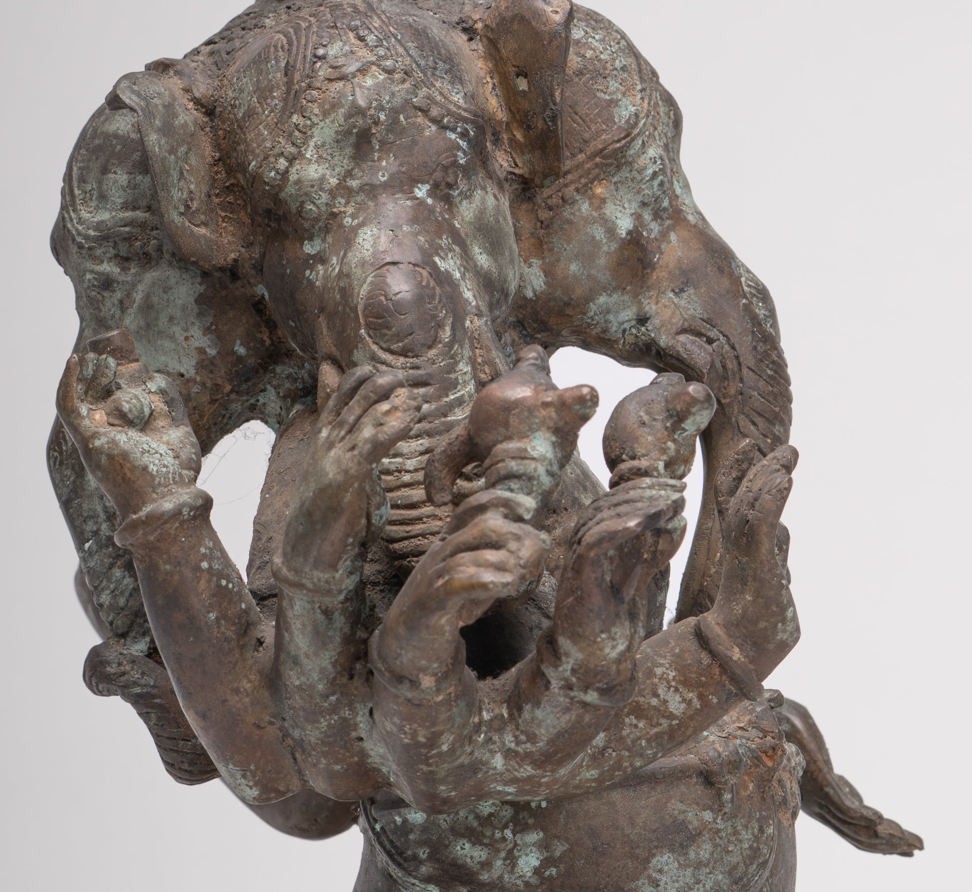 Ganesh - Antique Indonesian Style Bronze Heramba Ganesha Statue - 34cm/14"
