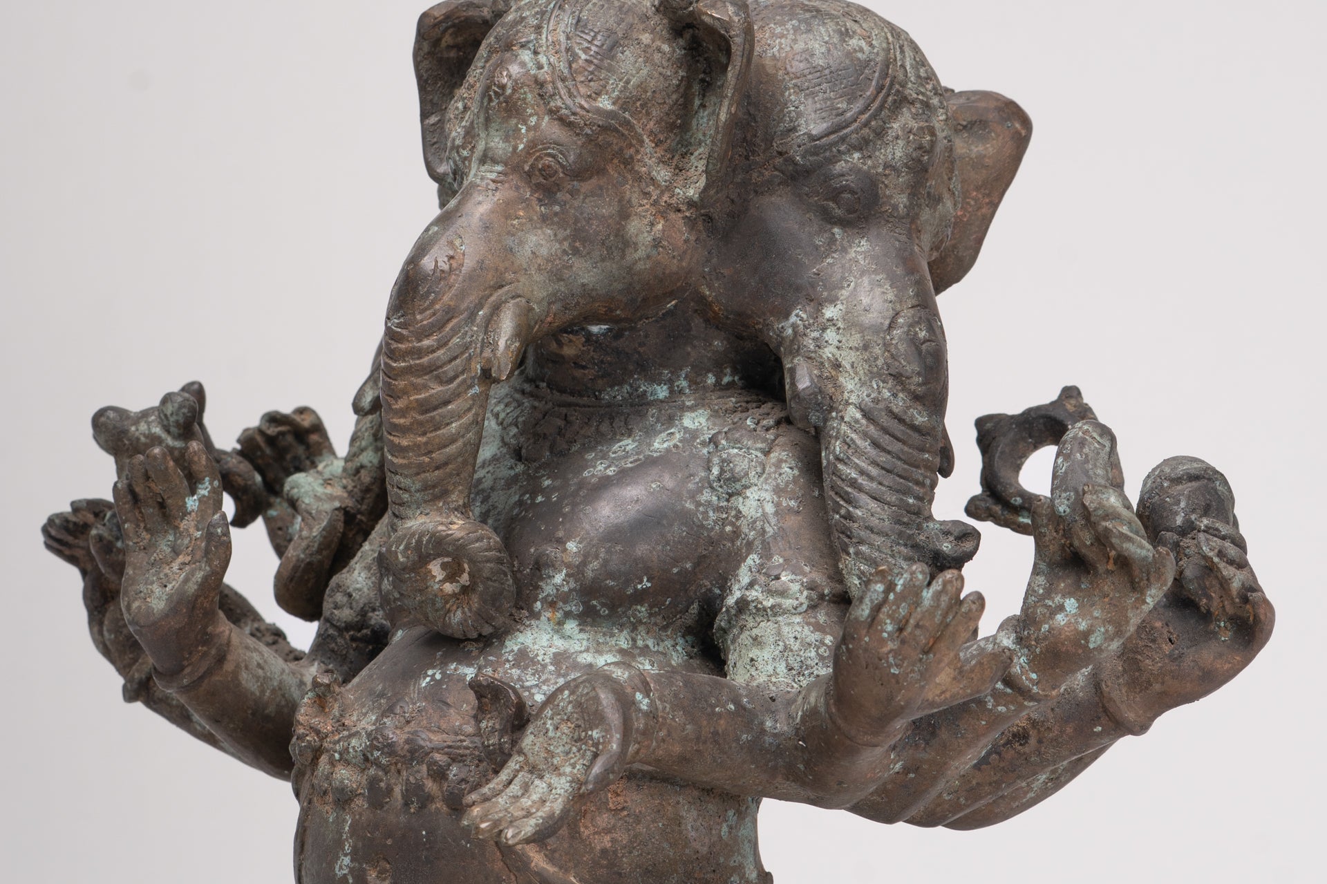 Ganesh - Antique Indonesian Style Bronze Heramba Ganesha Statue - 34cm/14"