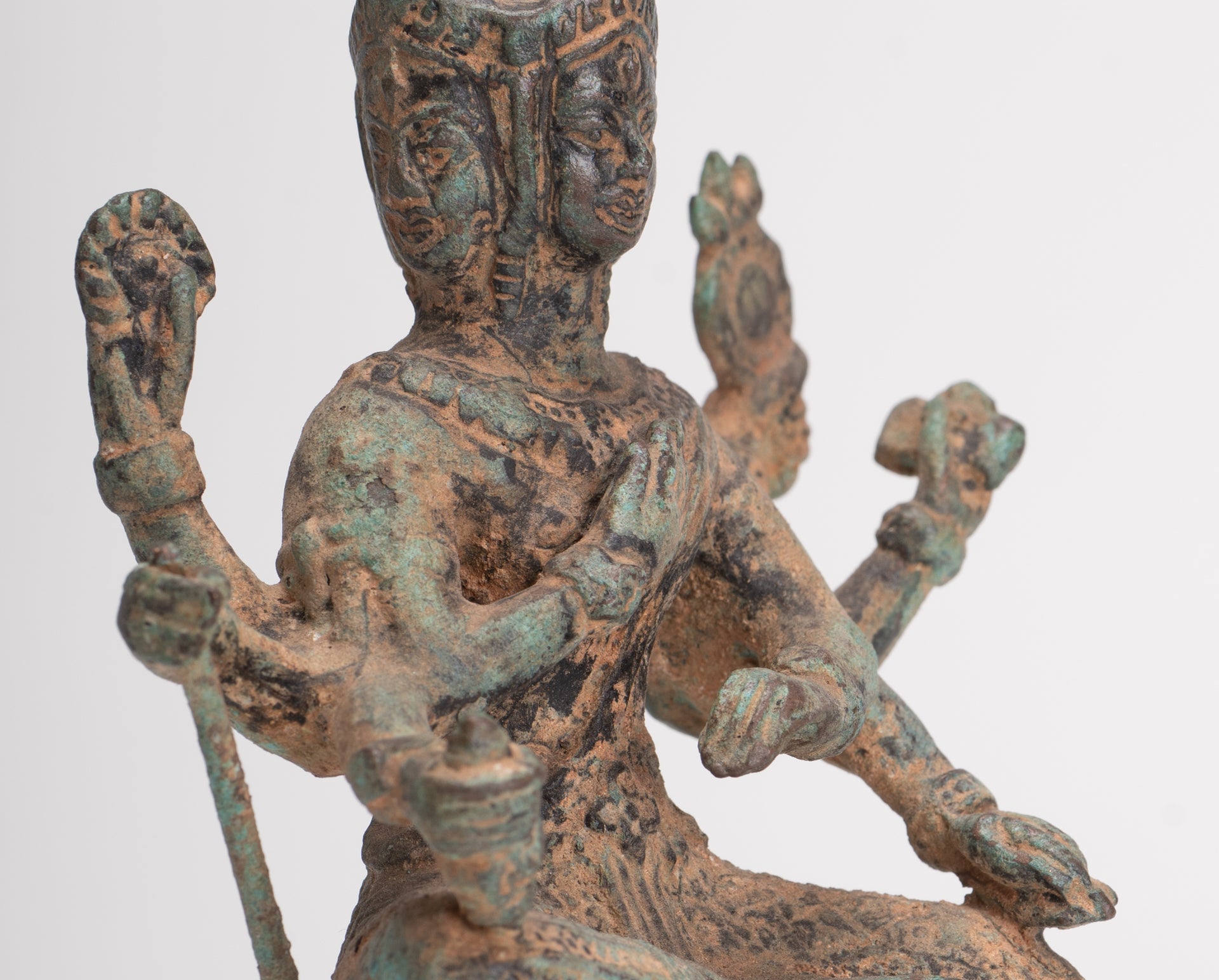 Brahma Statue - Antique Khmer Style Bronze Brahma - Hindu God Creation - 15cm/6"
