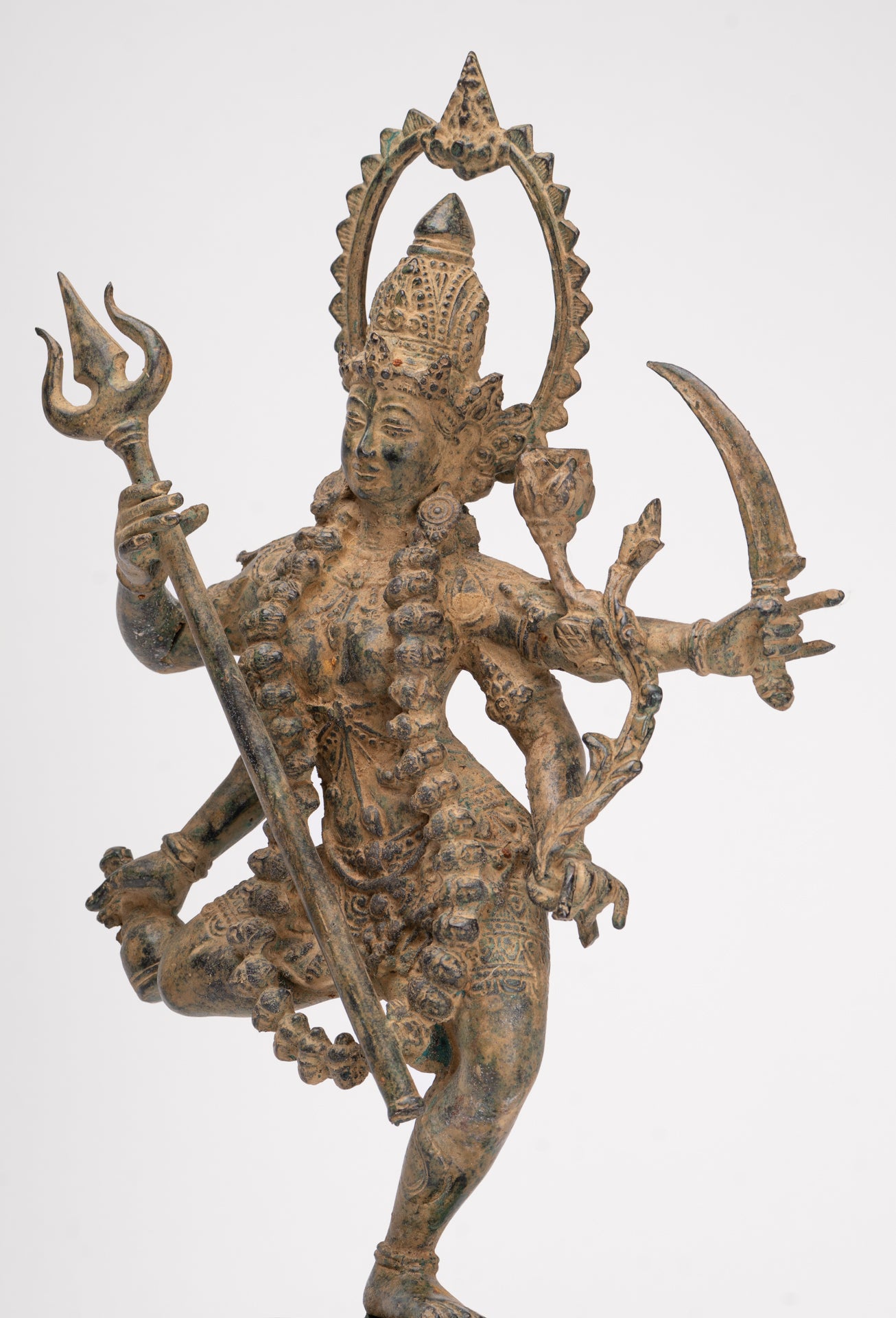 Kali Statue - Antique Java Style Majapahit Standing Bronze Kali or Mahakali Statue - 44cm/18"