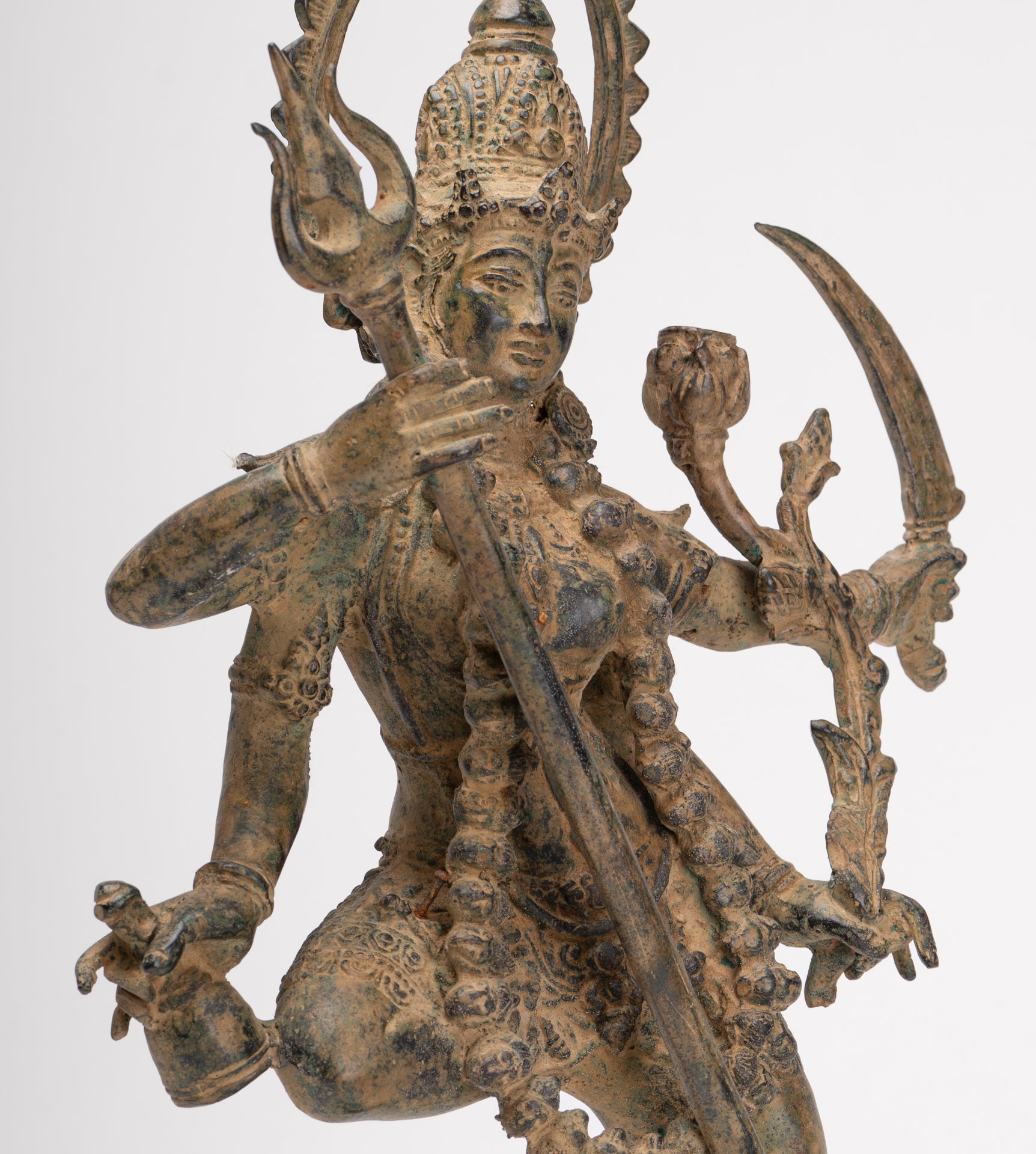 Kali Statue - Antique Java Style Majapahit Standing Bronze Kali or Mahakali Statue - 44cm/18"