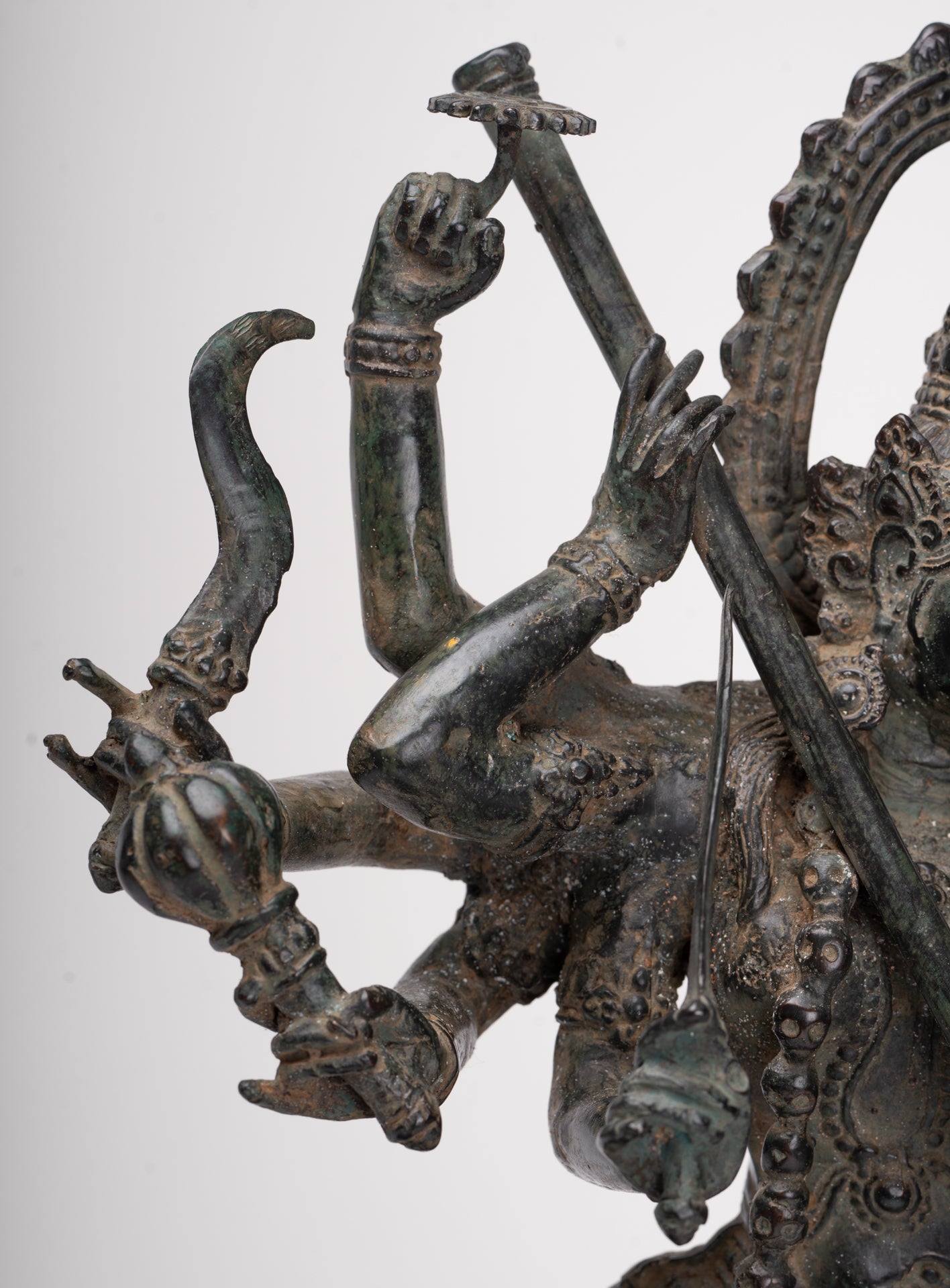 Antique Javanese Style Majapahit Simhavahini Durga Statue - 45cm/18"