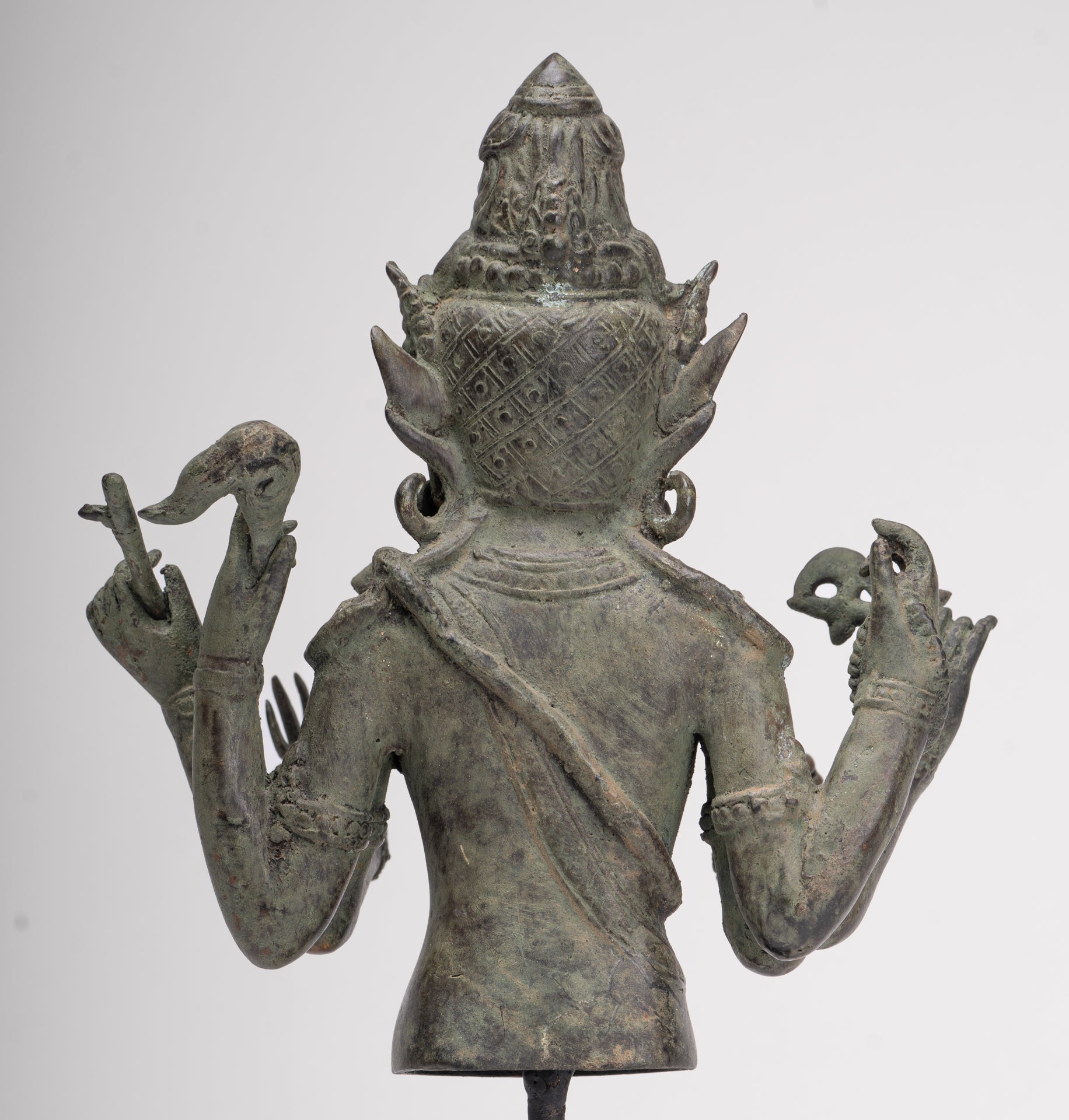 Shiva Statue - Antique Indonesian Style Bronze Javanese 6-Arm Shiva Statue - 34cm/14"