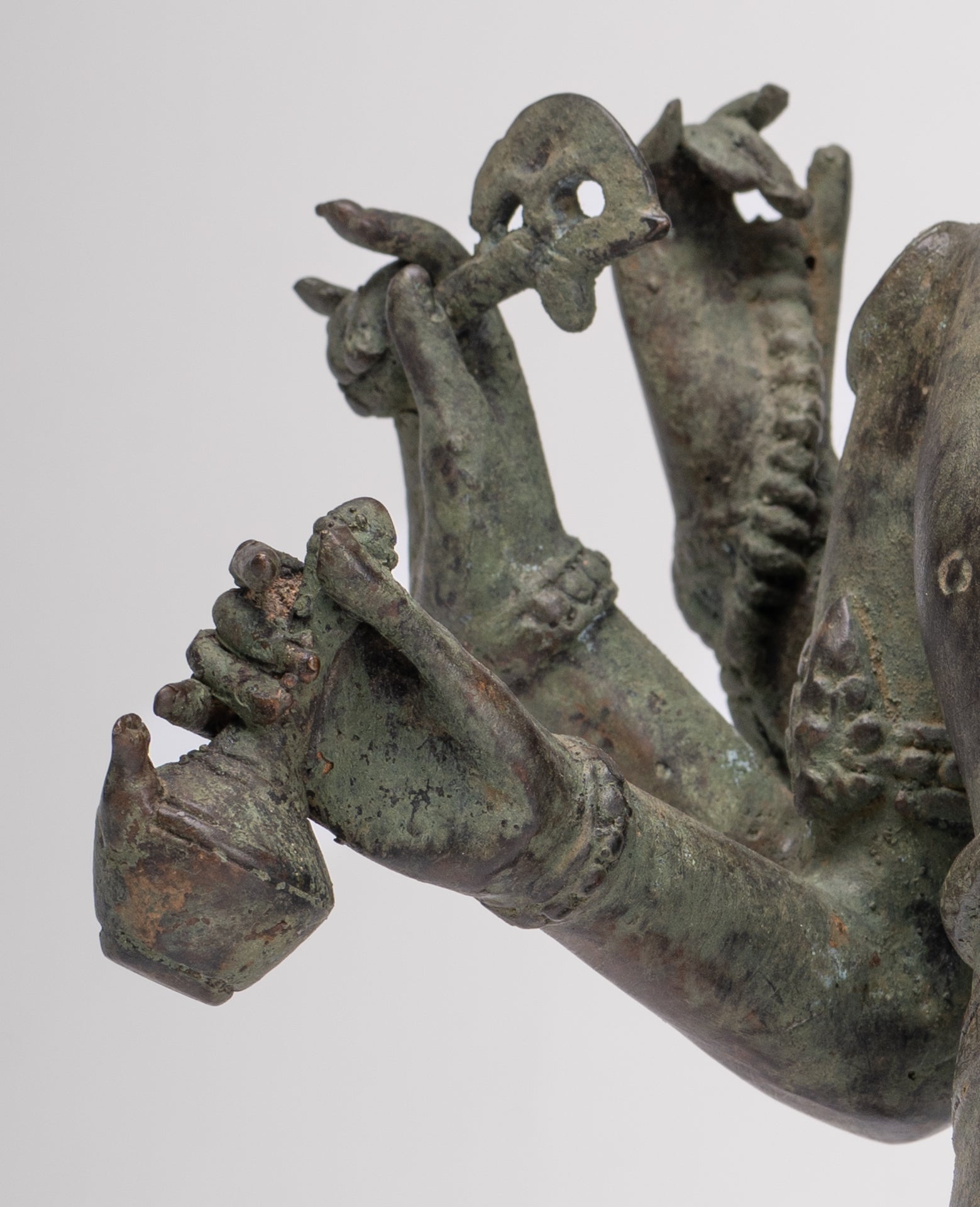 Shiva Statue - Antique Indonesian Style Bronze Javanese 6-Arm Shiva Statue - 34cm/14"