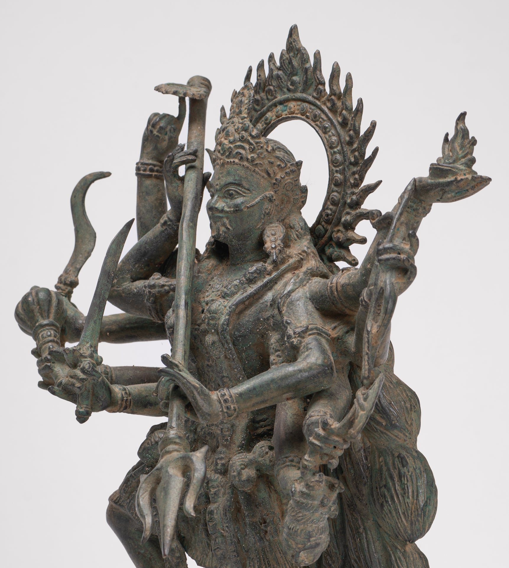 Kali Statue - Antique Java Style Majapahit Standing Bronze Kali or Mahakali Statue - 43cm/17"