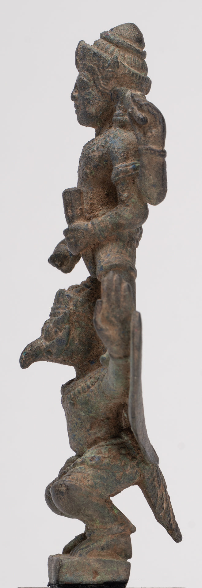 Masterpiece - Antique Khmer Style Bronze Khmer Angkor Wat Vishnu Statue Riding Garuda - 19.5cm/8"