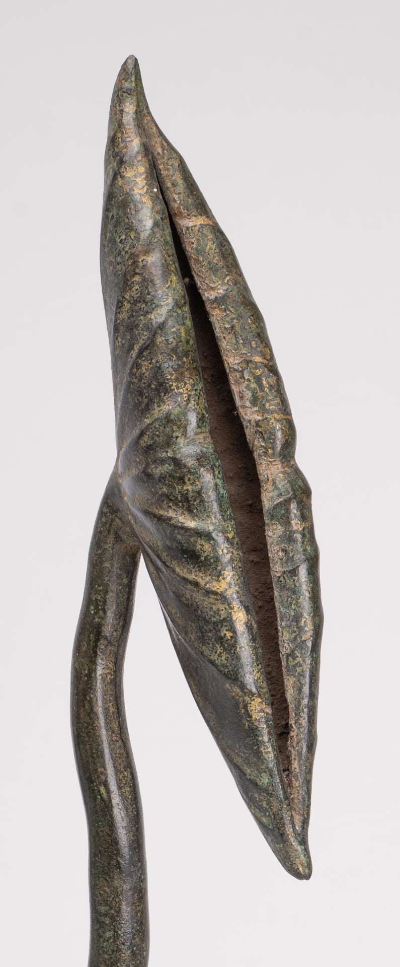 Mounted Antique Khmer Style Bronze Lotus Bud - 53cm/21"
