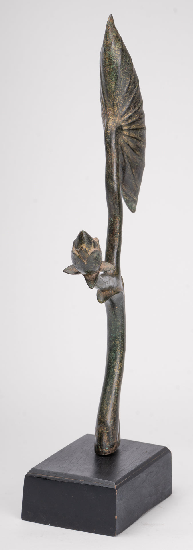Mounted Antique Khmer Style Bronze Lotus Bud - 53cm/21"