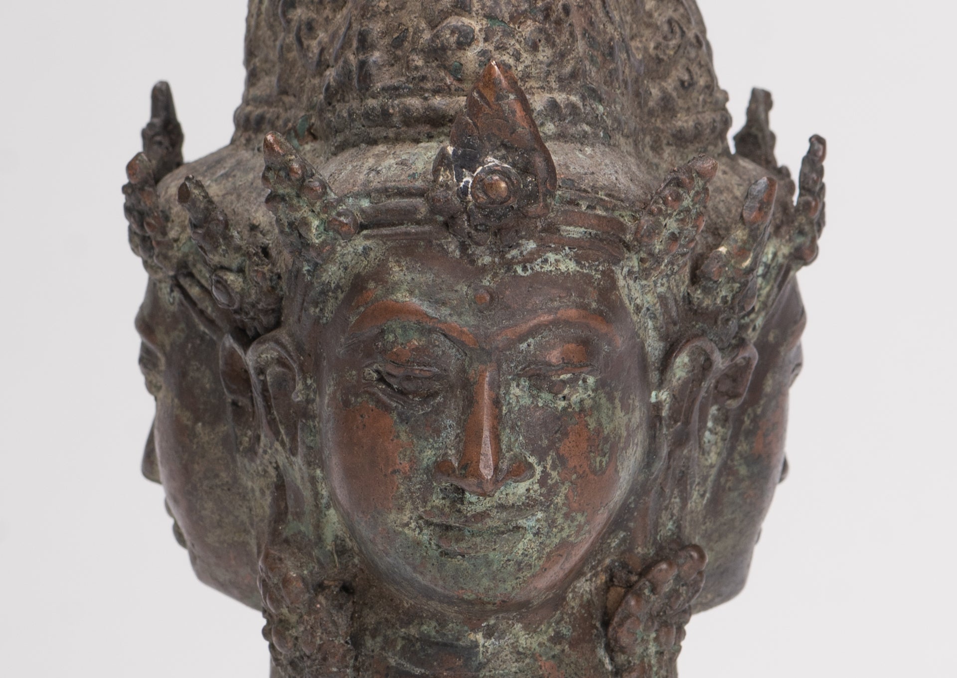 Trimurti Statue - Antique Indonesian Style Trimurti Shiva Brahma Vishnu Head - 21cm/8"