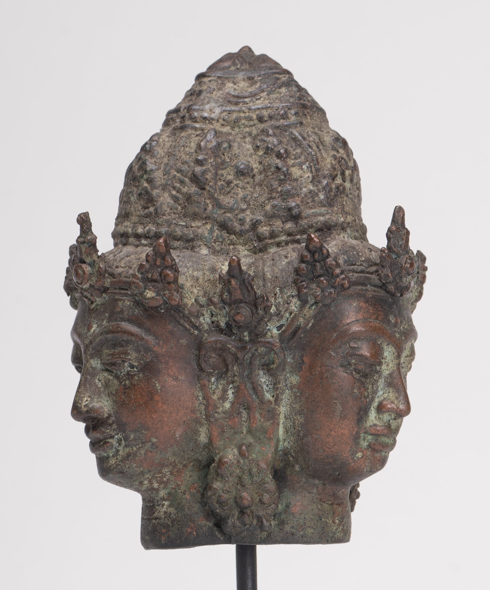 Trimurti Statue - Antique Indonesian Style Trimurti Shiva Brahma Vishnu Head - 21cm/8"
