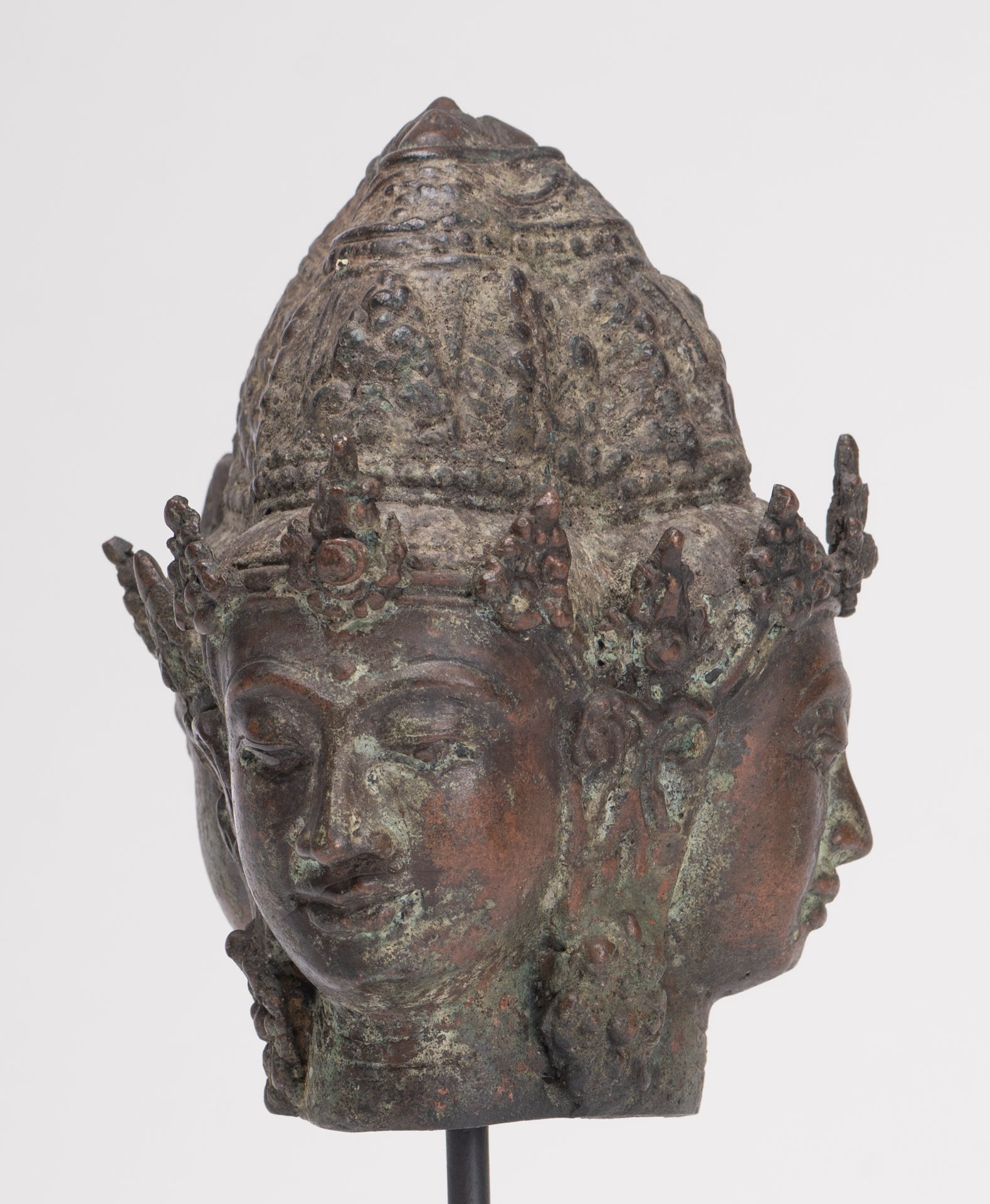 Trimurti Statue - Antique Indonesian Style Trimurti Shiva Brahma Vishnu Head - 21cm/8"