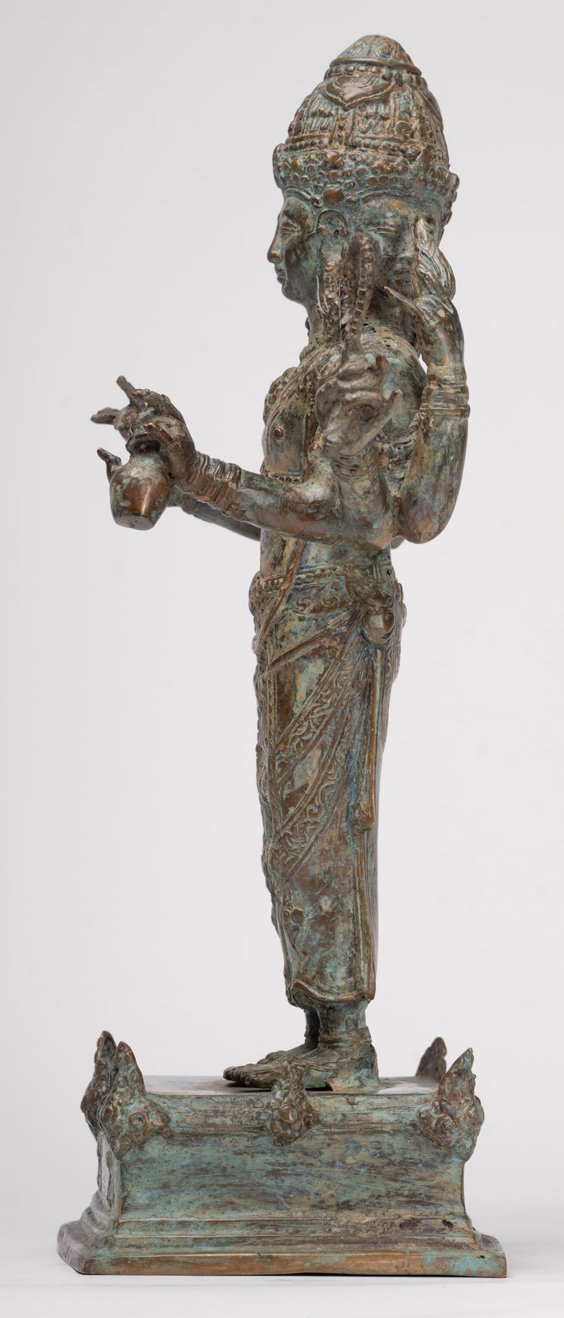 Trimurti Statue - Antique Indonesian Style Trimurti Shiva Brahma Vishnu Statue - 32.5cm/13"