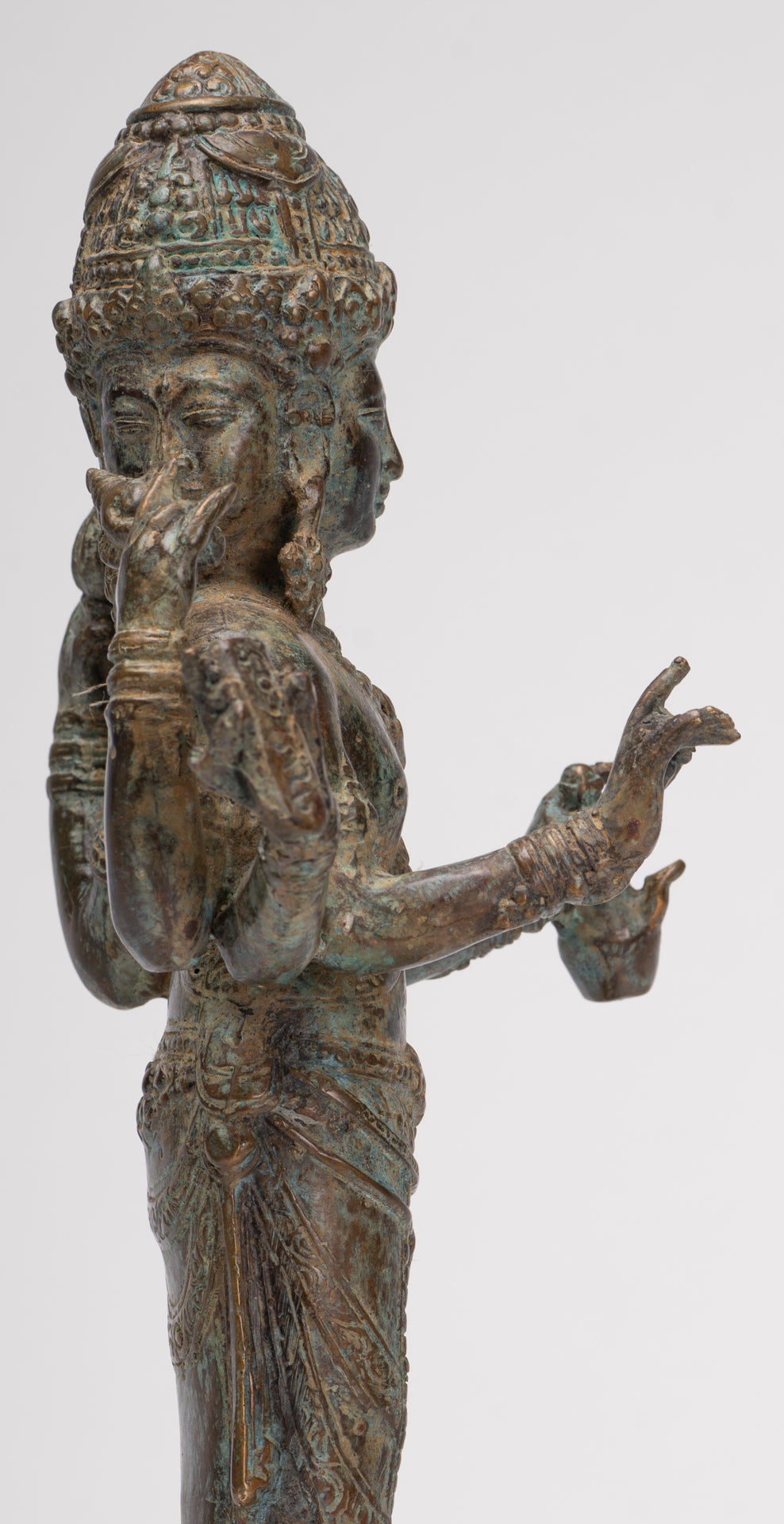 Trimurti Statue - Antique Indonesian Style Trimurti Shiva Brahma Vishnu Statue - 32.5cm/13"