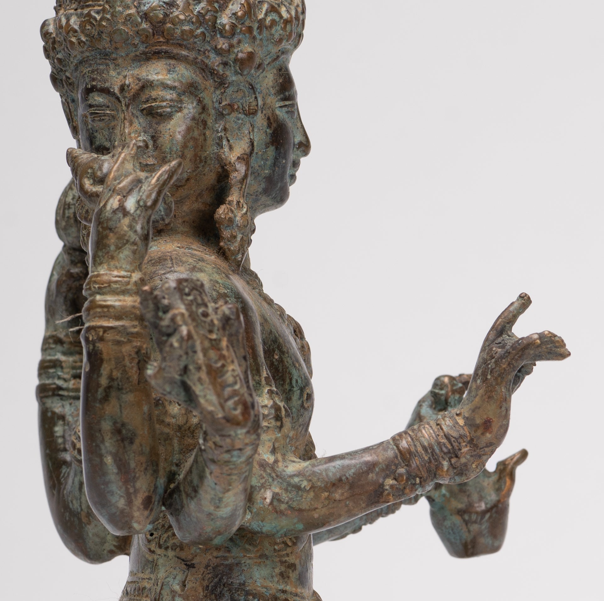 Trimurti Statue - Antique Indonesian Style Trimurti Shiva Brahma Vishnu Statue - 32.5cm/13"