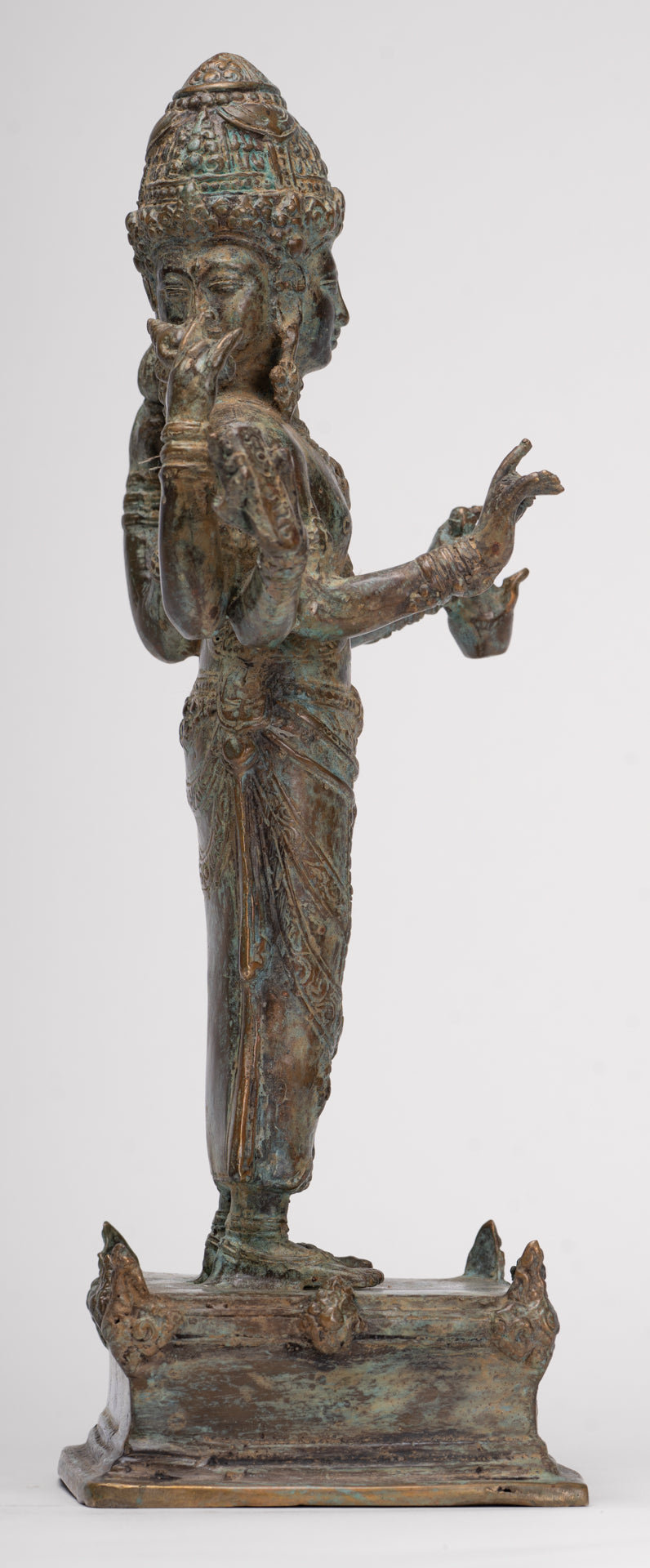 Trimurti Statue - Antique Indonesian Style Trimurti Shiva Brahma Vishnu Statue - 32.5cm/13"