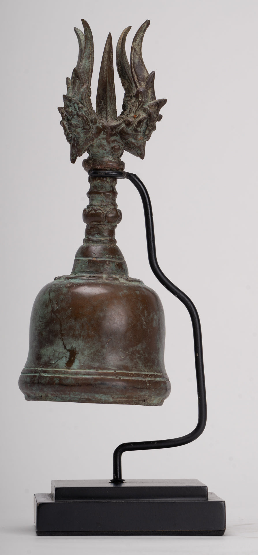 Antique Balinese Style Bronze Mounted Trident Ritual Genta Bell - 31cm/12"