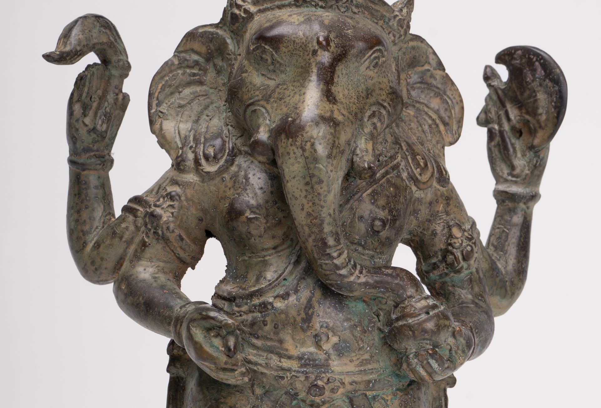 Ganesha Statue - Antique Javanese Style Bronze Standing Indonesian Ganesha Statue - 30cm/12"