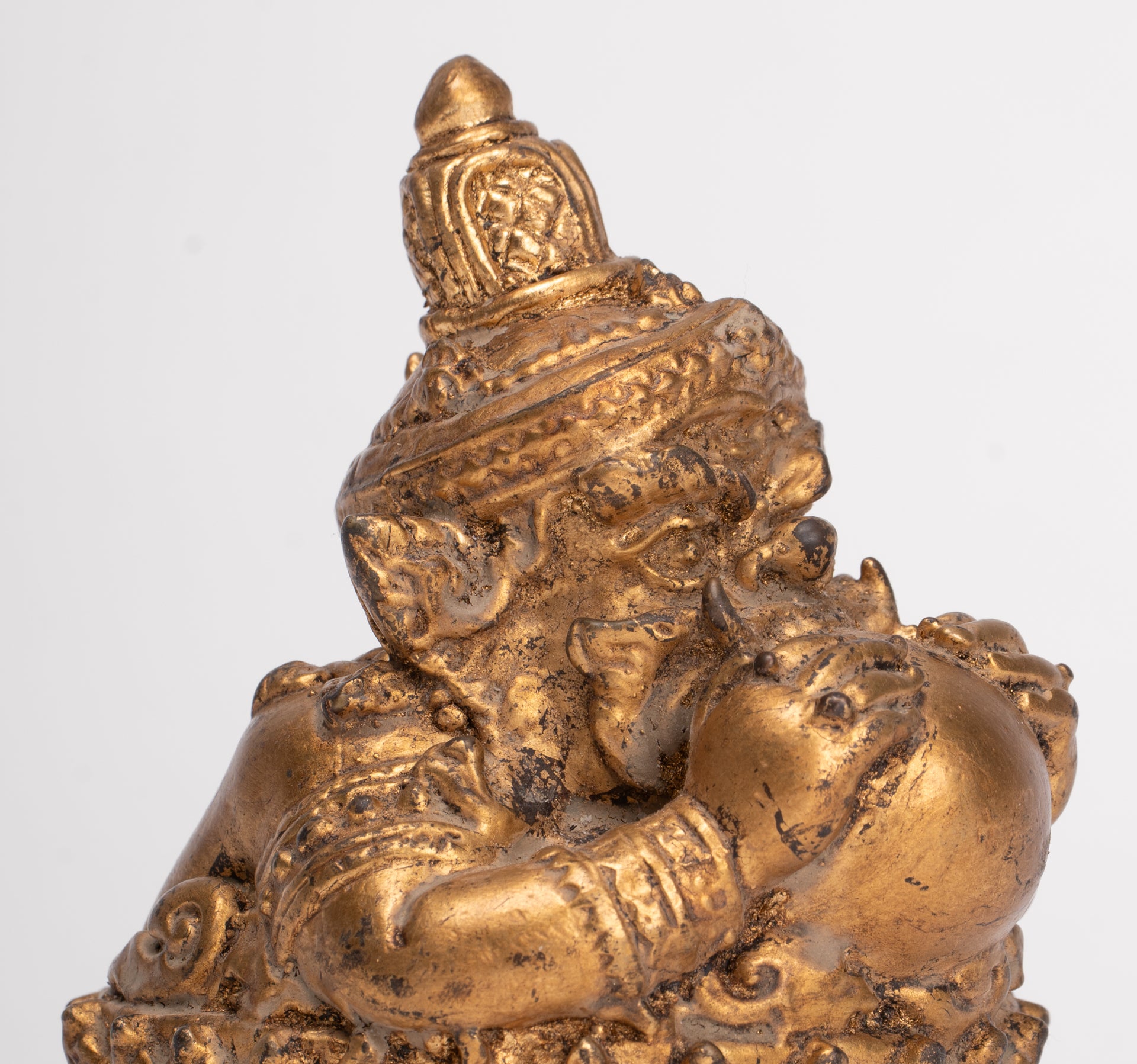 Antique Thai Style God of Eclipses and Protection Phra Rahu Statue - 11cm/4"