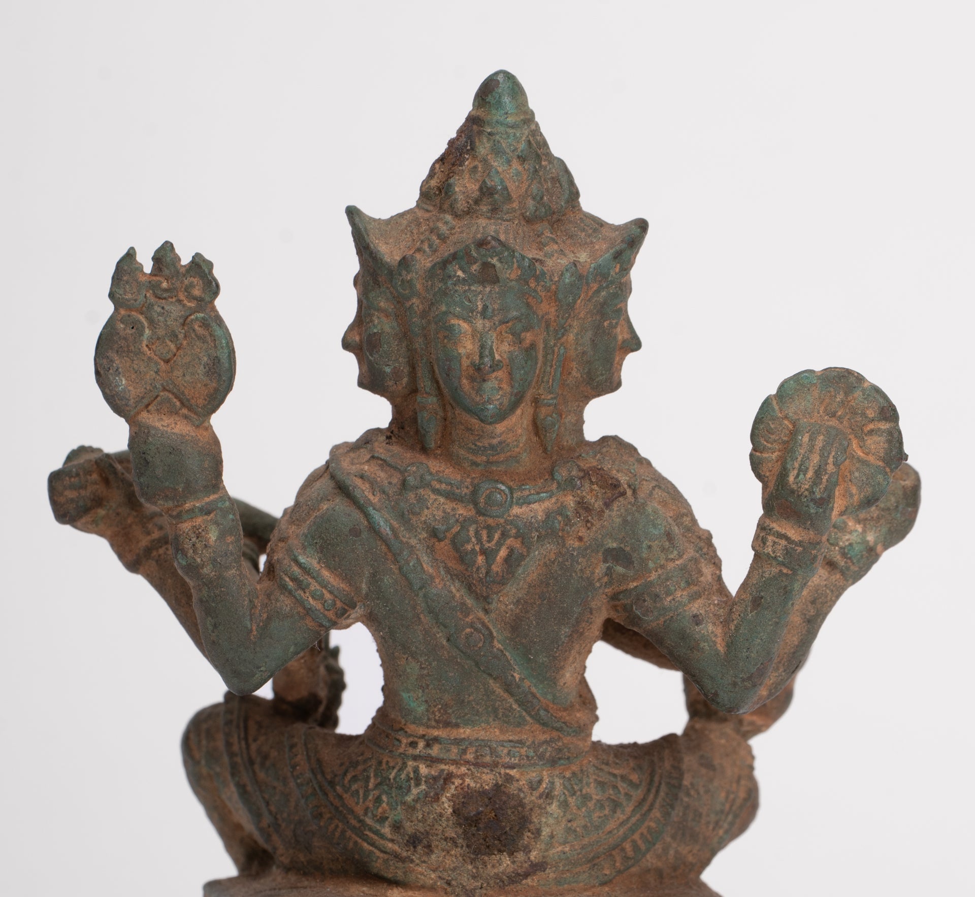 Brahma Statue - Antique Thai Style Bronze Brahma - Hindu God Creation - 12cm/5"