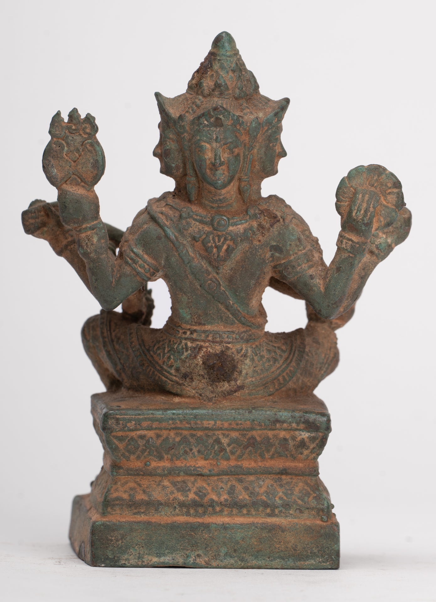 Brahma Statue - Antique Thai Style Bronze Brahma - Hindu God Creation - 12cm/5"