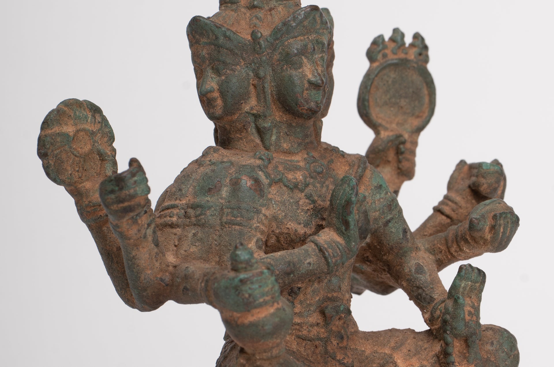 Brahma Statue - Antique Thai Style Bronze Brahma - Hindu God Creation - 12cm/5"