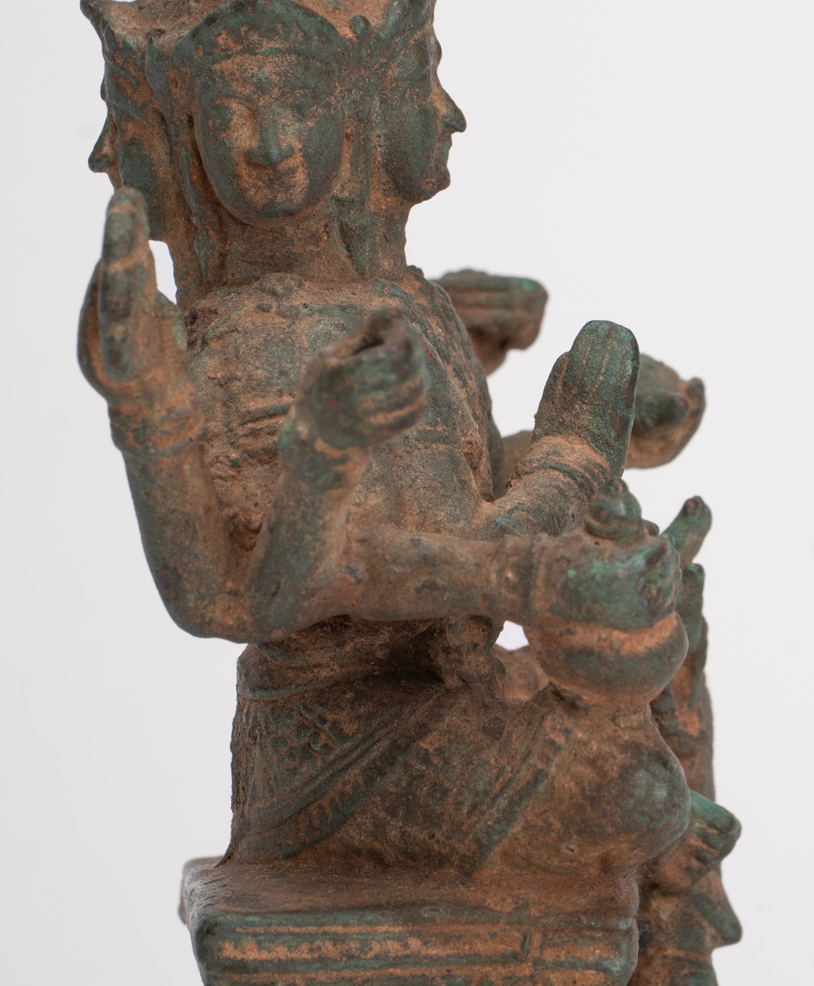 Brahma Statue - Antique Thai Style Bronze Brahma - Hindu God Creation - 12cm/5"
