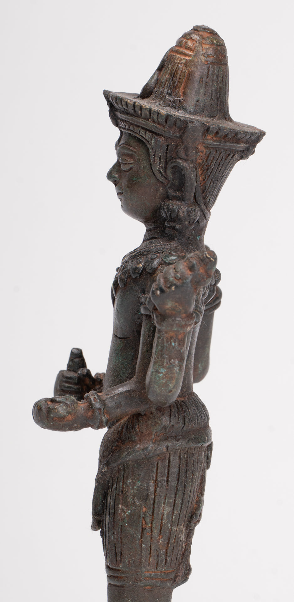 Shiva Statue - Antique Thai Style Bronze Standing Lopburi Shiva Statue - 23cm/9"