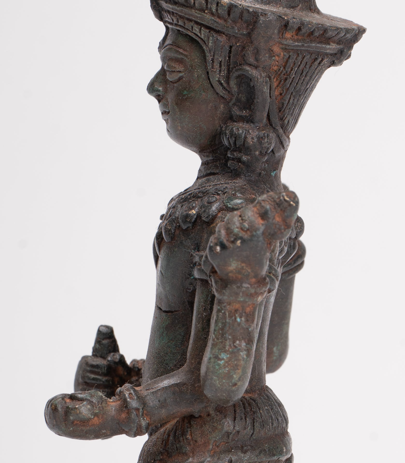 Shiva Statue - Antique Thai Style Bronze Standing Lopburi Shiva Statue - 23cm/9"