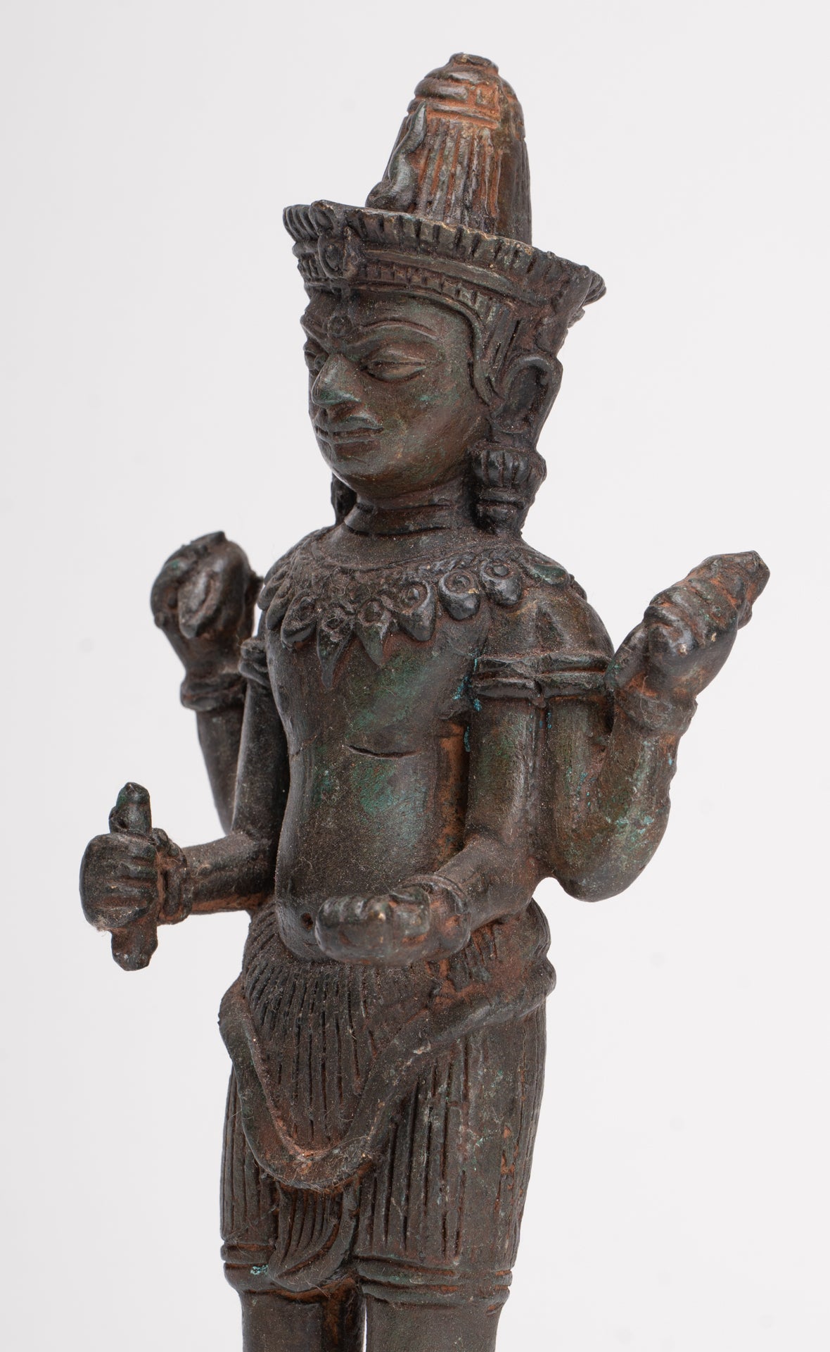 Shiva Statue - Antique Thai Style Bronze Standing Lopburi Shiva Statue - 23cm/9"