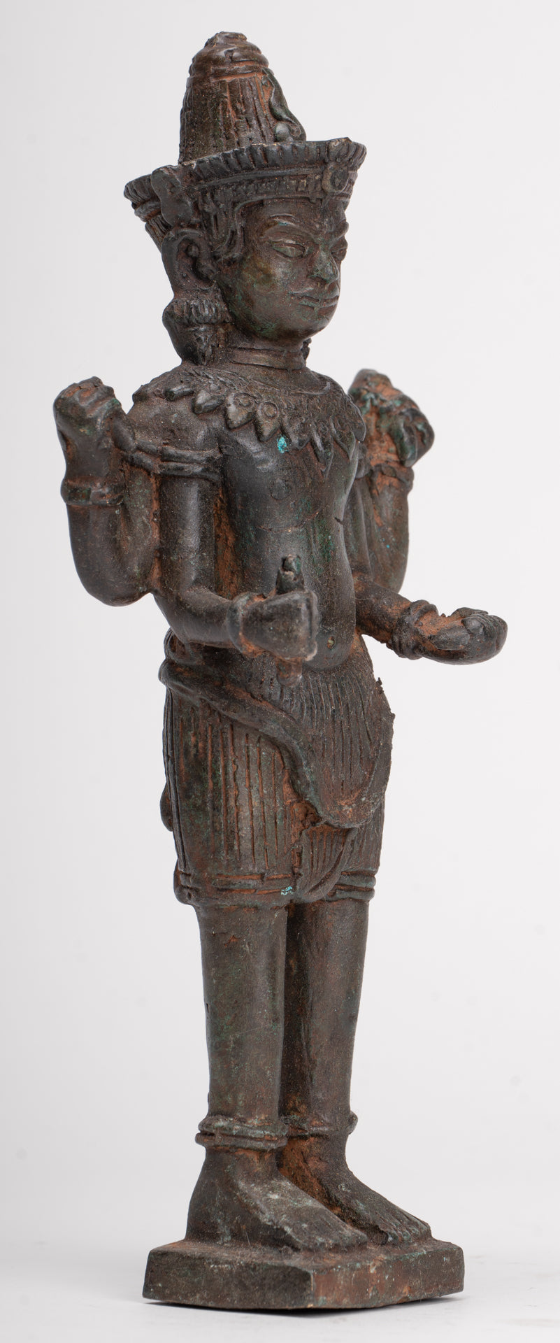 Shiva Statue - Antique Thai Style Bronze Standing Lopburi Shiva Statue - 23cm/9"