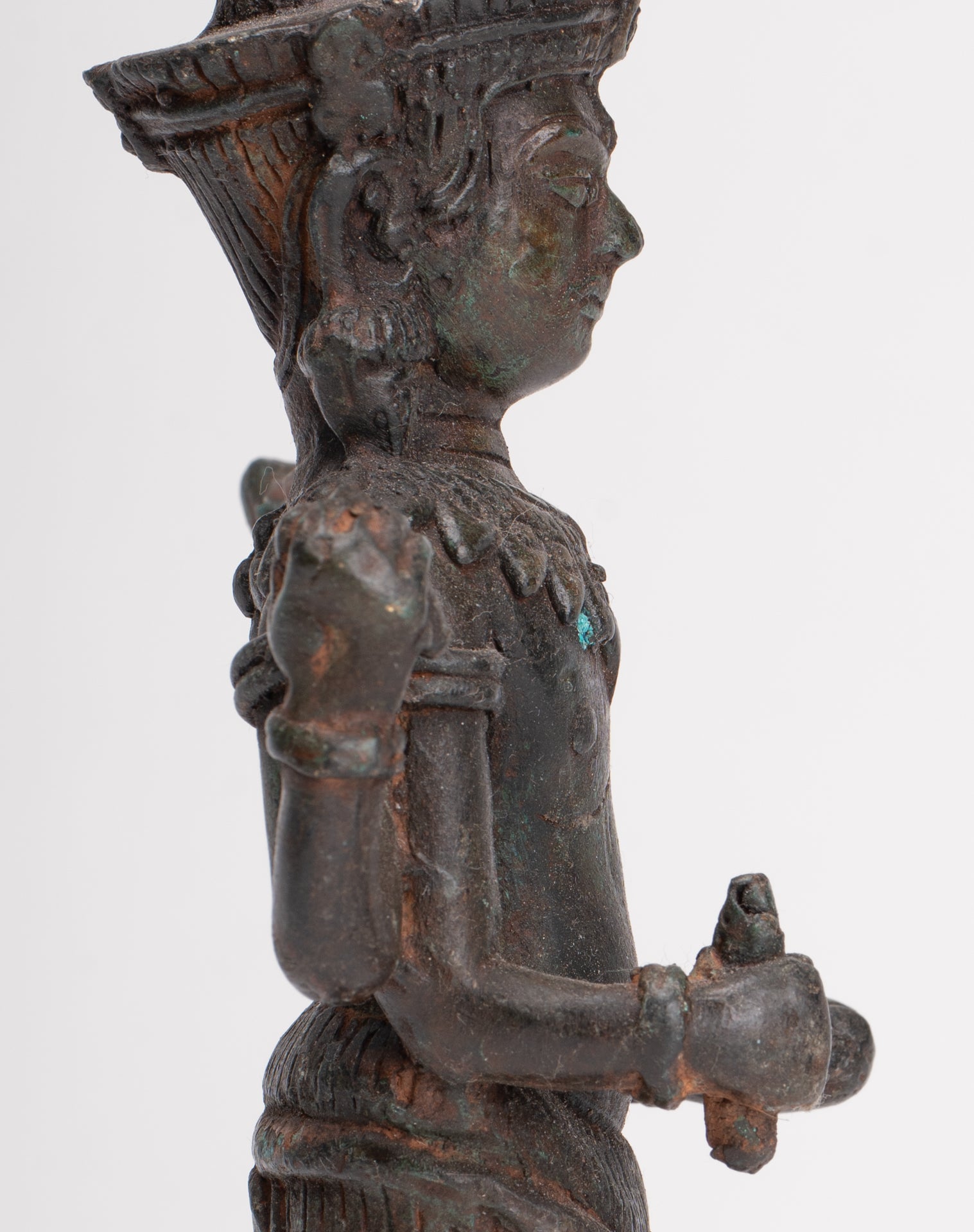 Shiva Statue - Antique Thai Style Bronze Standing Lopburi Shiva Statue - 23cm/9"