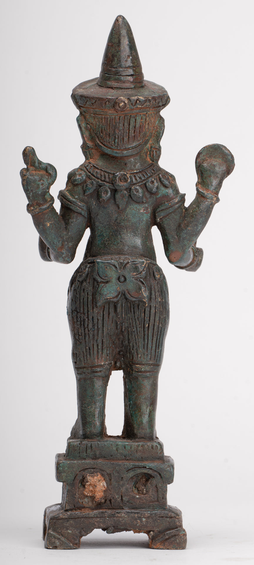 Ganesha Statue - Antique Thai Style Bronze Standing 4-Arm Ganesha Statue - 22.5cm/9"