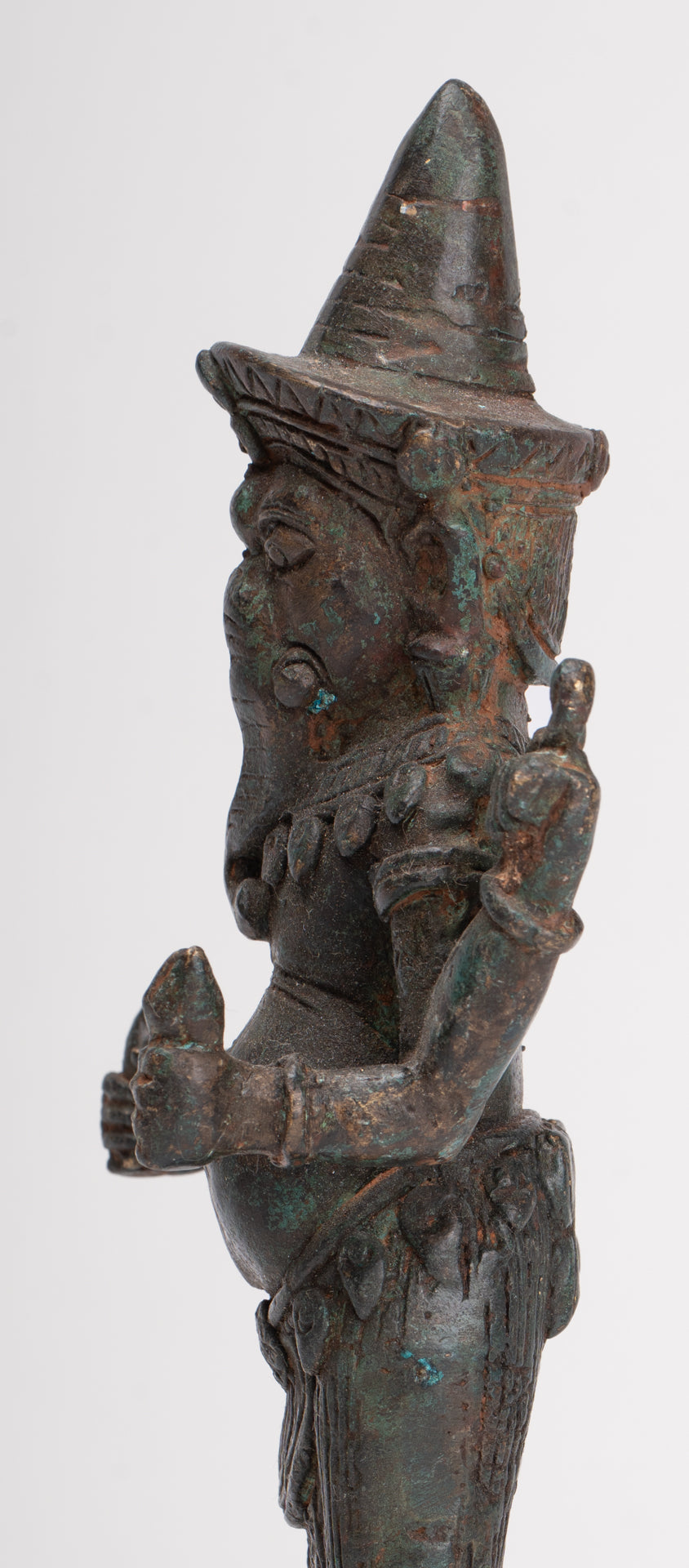 Ganesha Statue - Antique Thai Style Bronze Standing 4-Arm Ganesha Statue - 22.5cm/9"